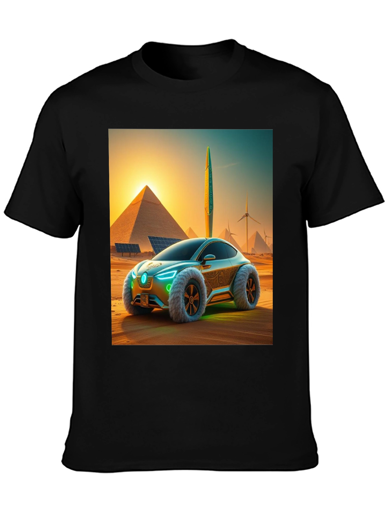 Futuristic Desert Car Graphic Tee - Black