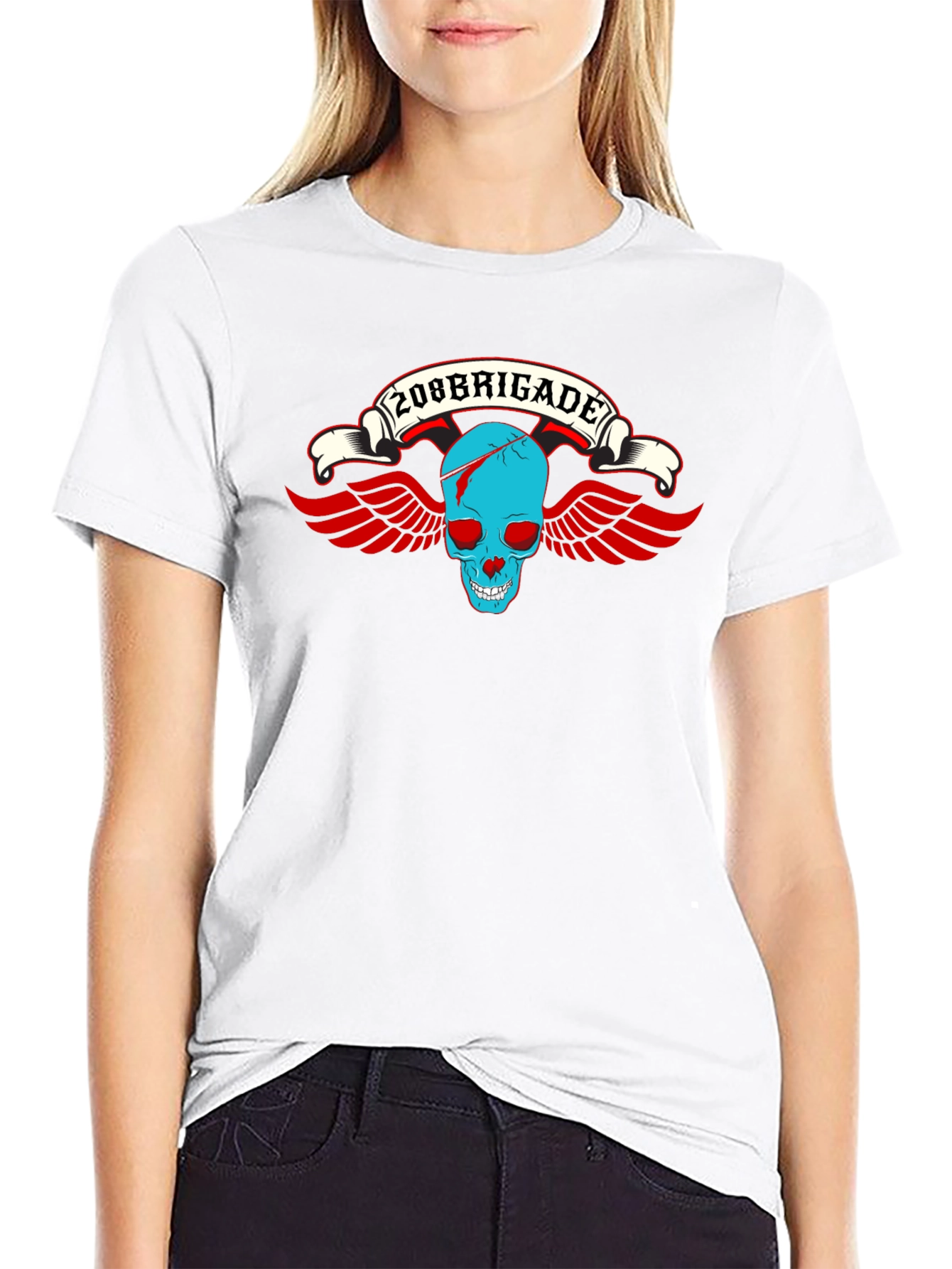 208 Brigade Skull Wings Graphic Tee - Black
