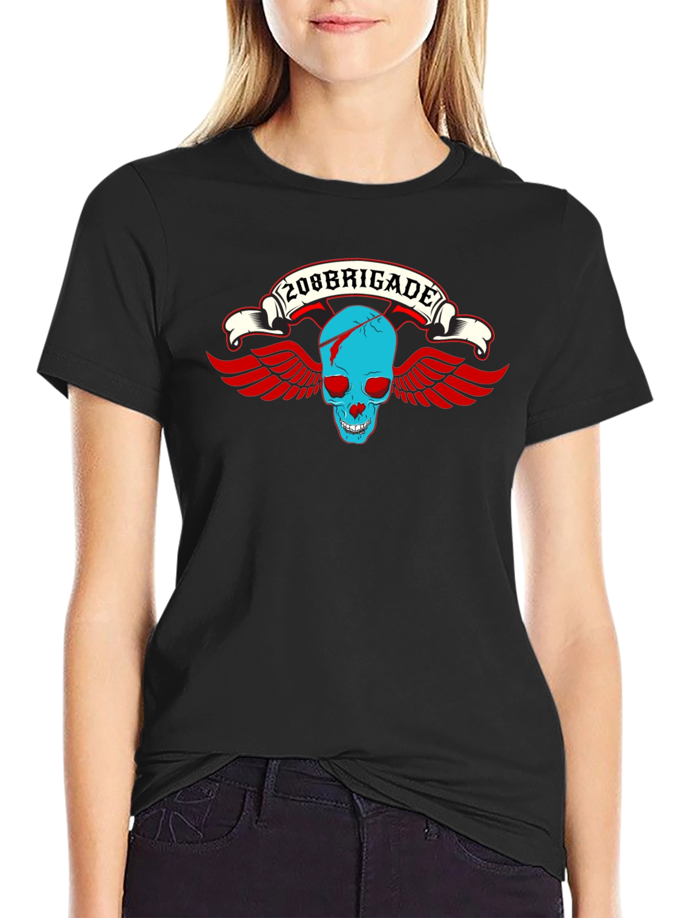 208 Brigade Skull Wings Graphic Tee - Black