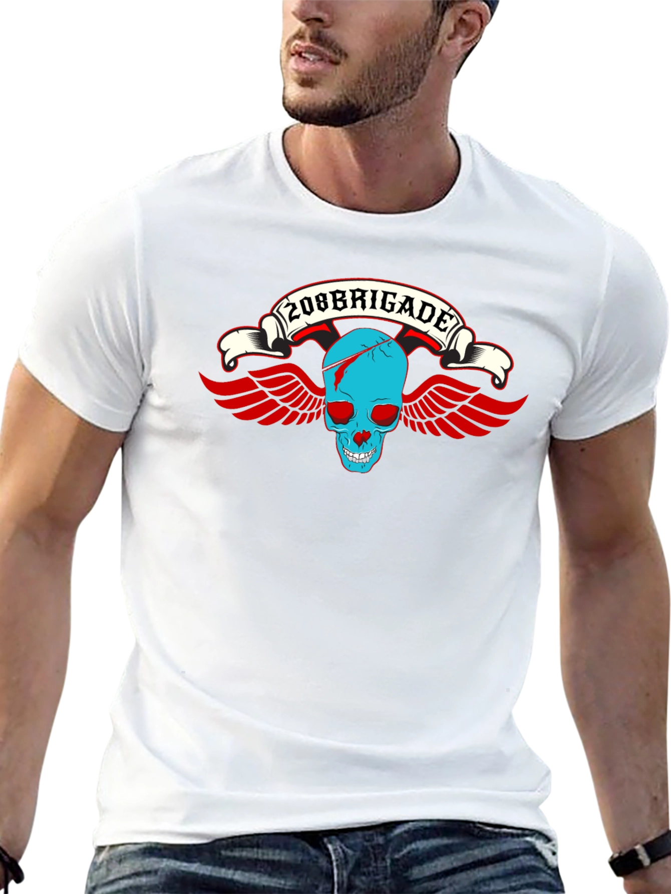 208 Brigade Skull Wings Graphic Tee - Black