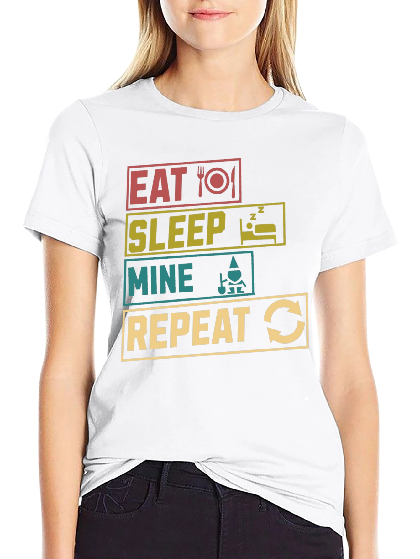 Eat Sleep Mine Repeat Black T-Shirt