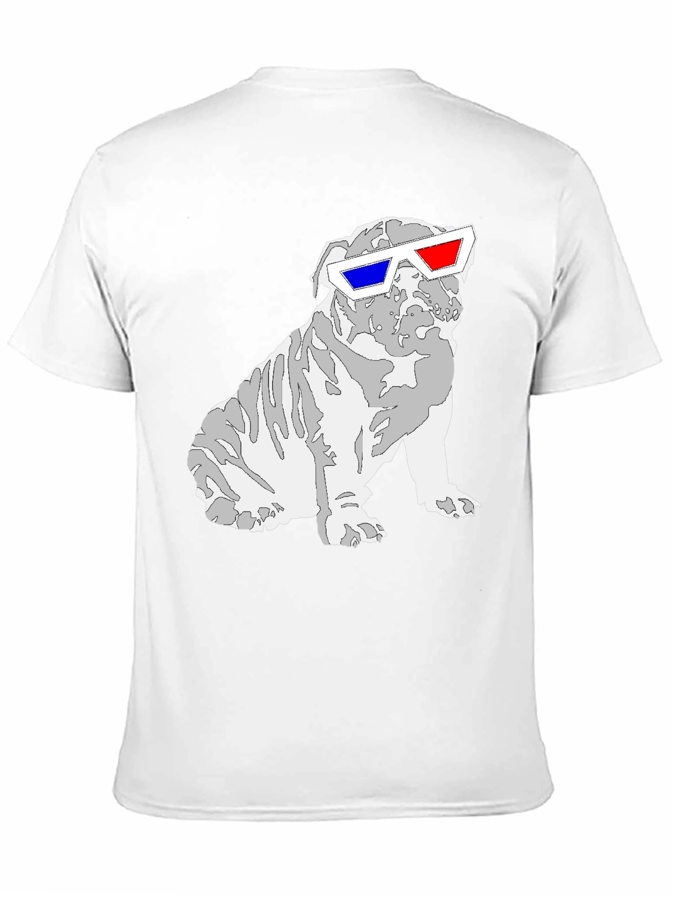 Cool Bulldog 3D Glasses Graphic T-Shirt