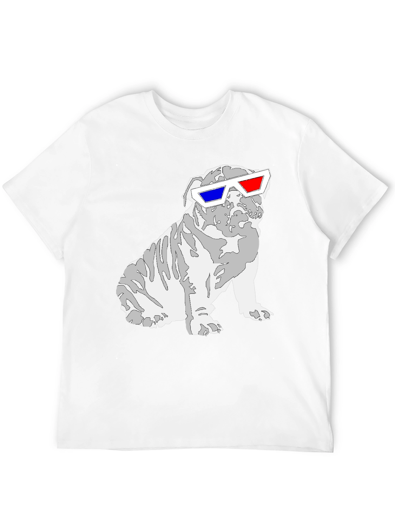 Cool Bulldog 3D Glasses Graphic T-Shirt