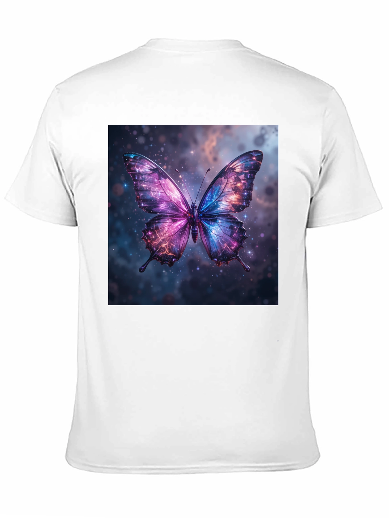 Galaxy Butterfly Graphic Print Black T-Shirt
