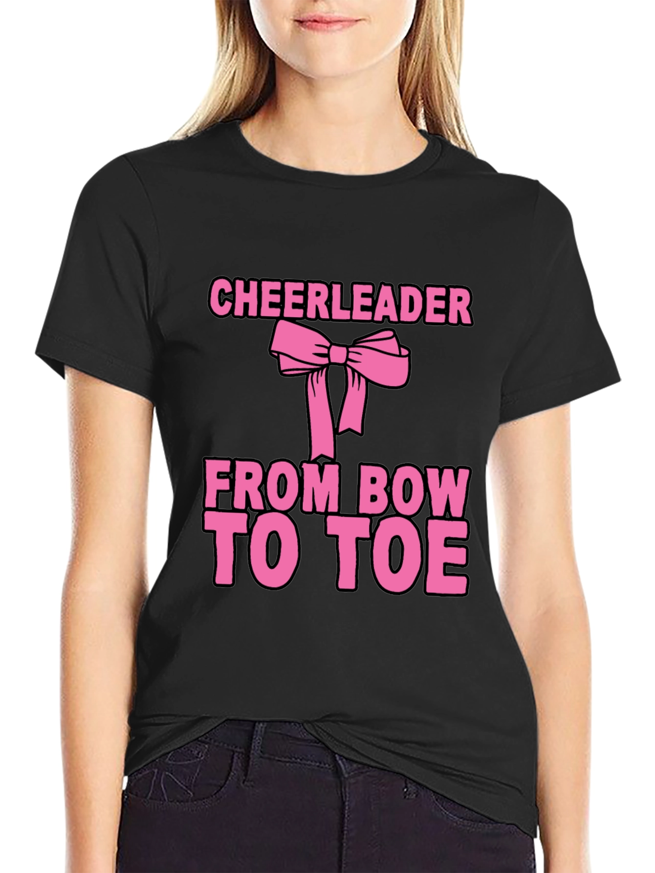 Cheerleader Bow to Toe Black T-Shirt
