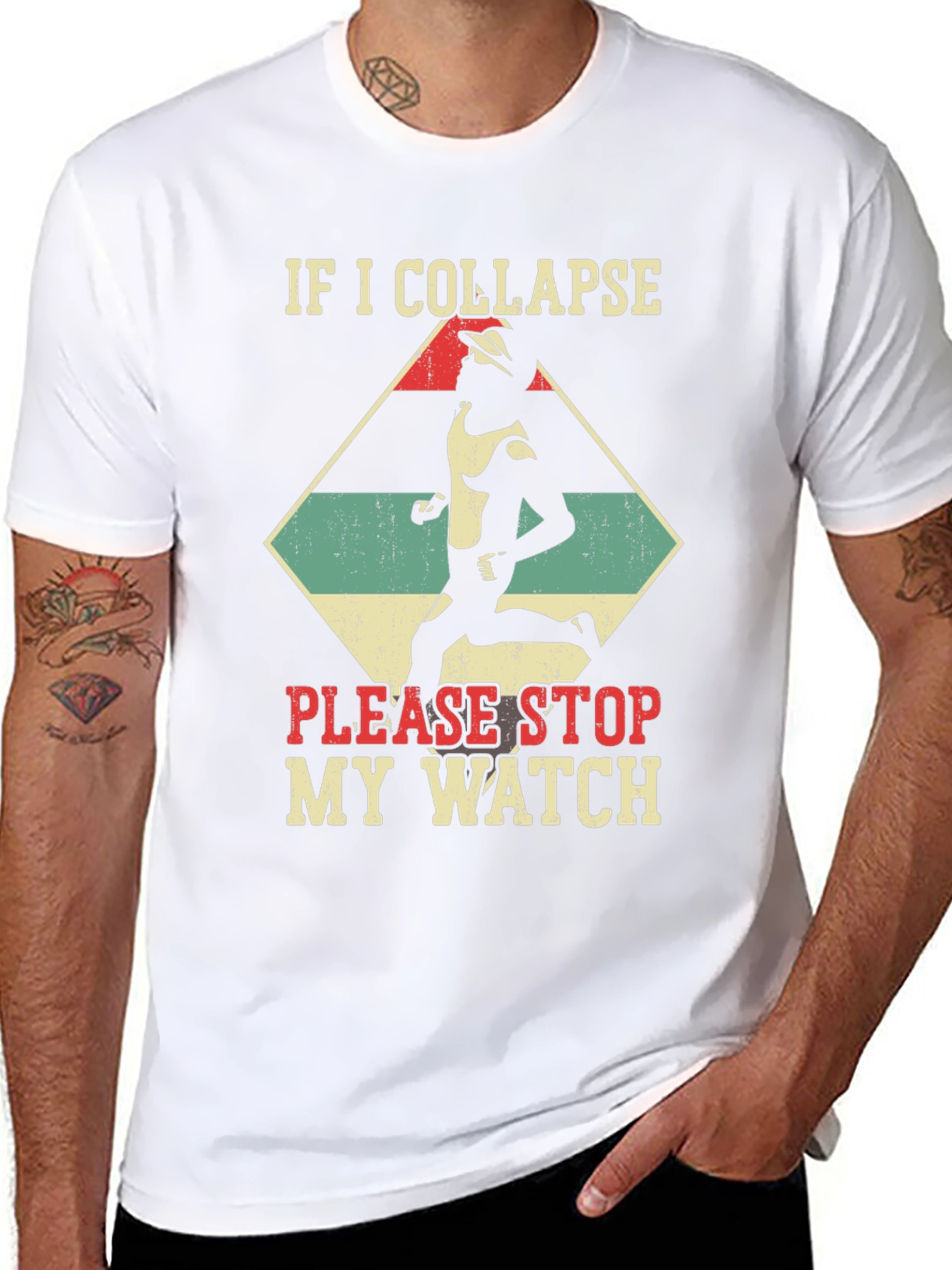 Funny Running T-Shirt: If I Collapse Stop My Watch