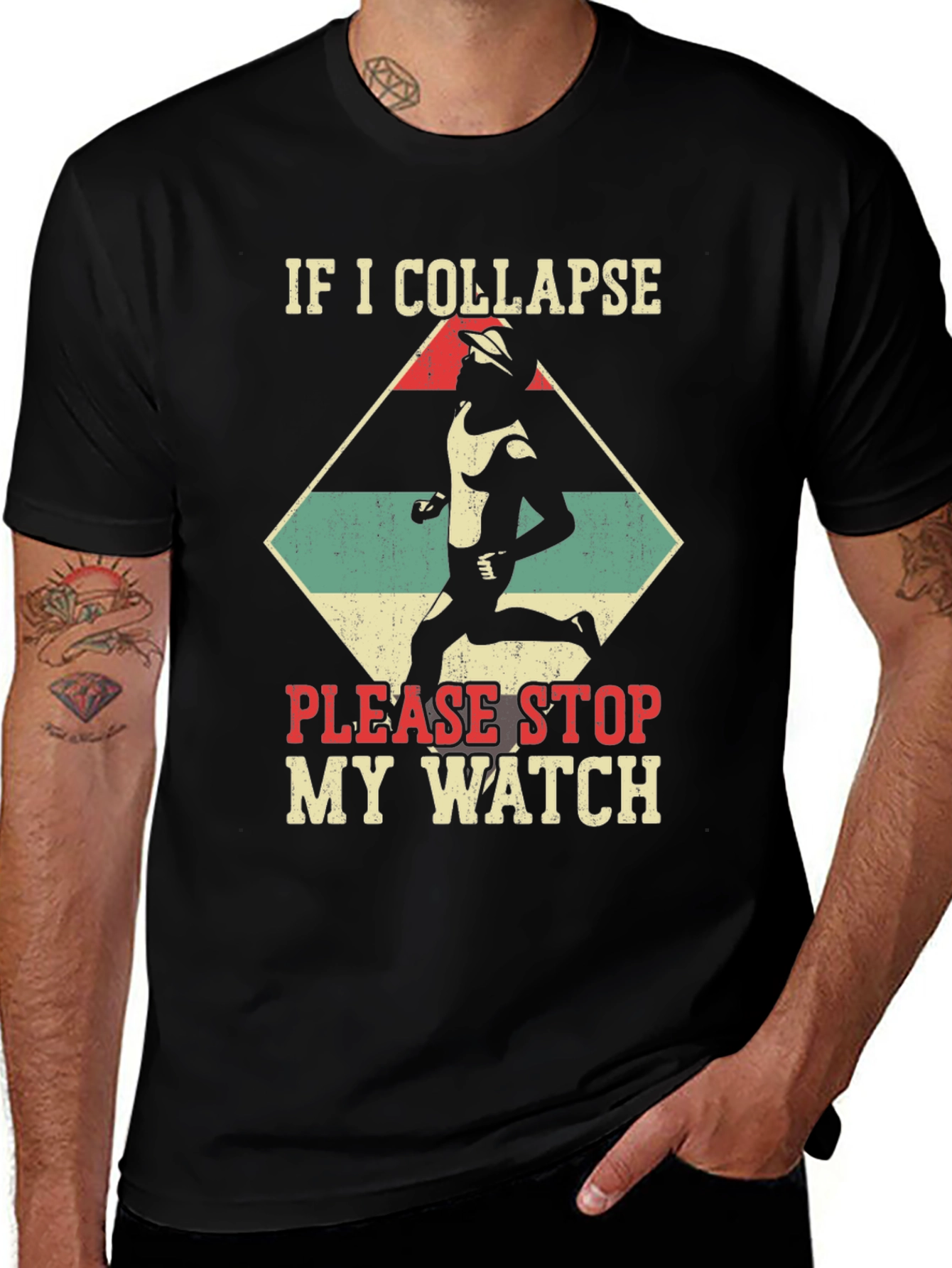 Funny Running T-Shirt: If I Collapse Stop My Watch