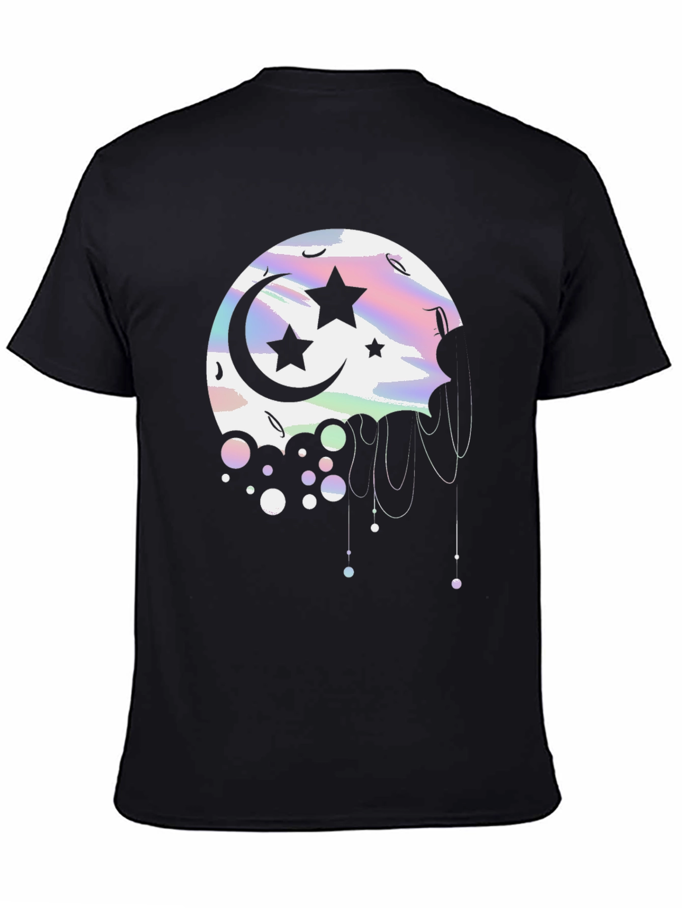 Celestial Moon & Stars Graphic Tee - Black