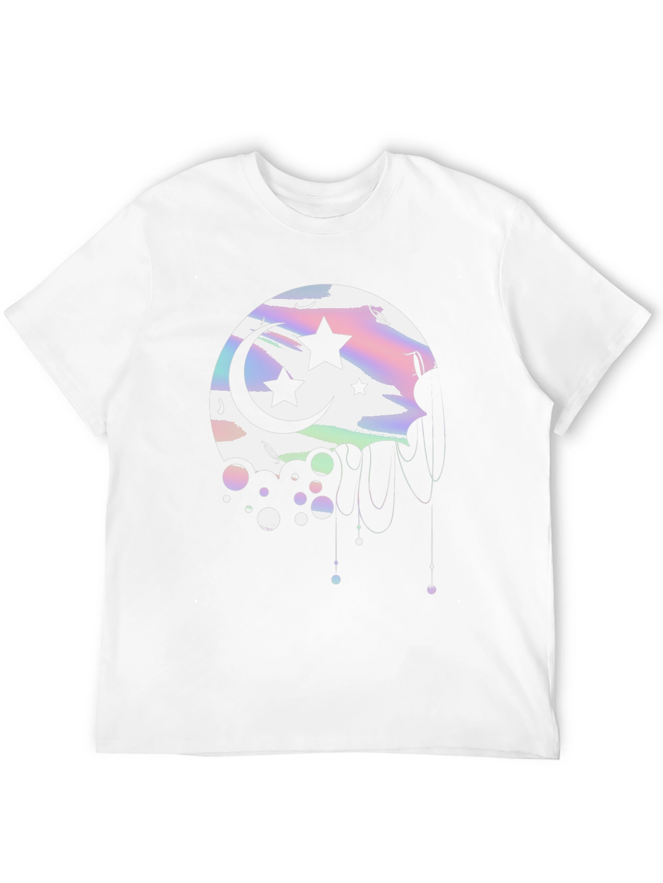 Celestial Moon & Stars Graphic Tee - Black
