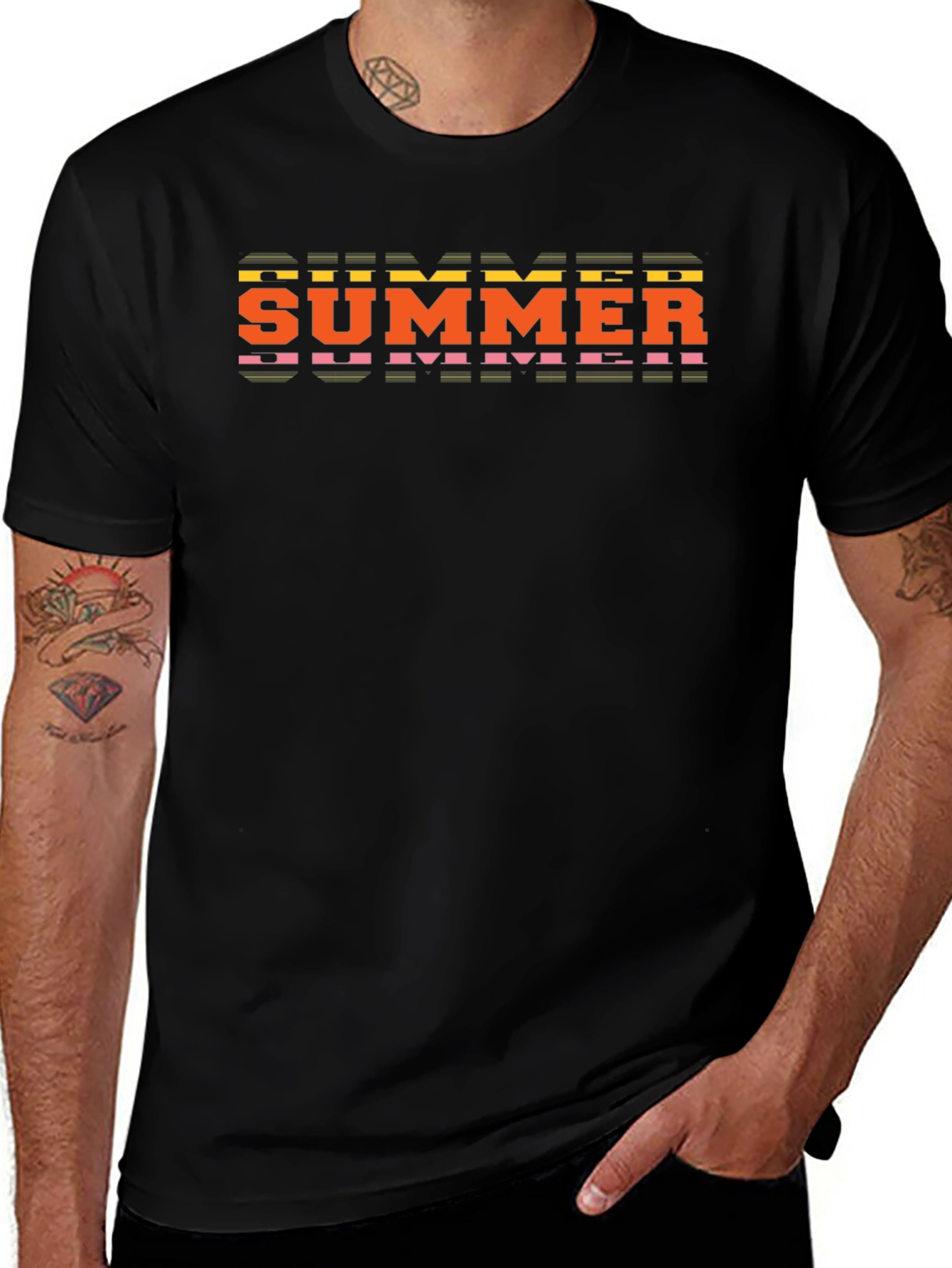Retro Summer Graphic Tee - Bold Black Shirt