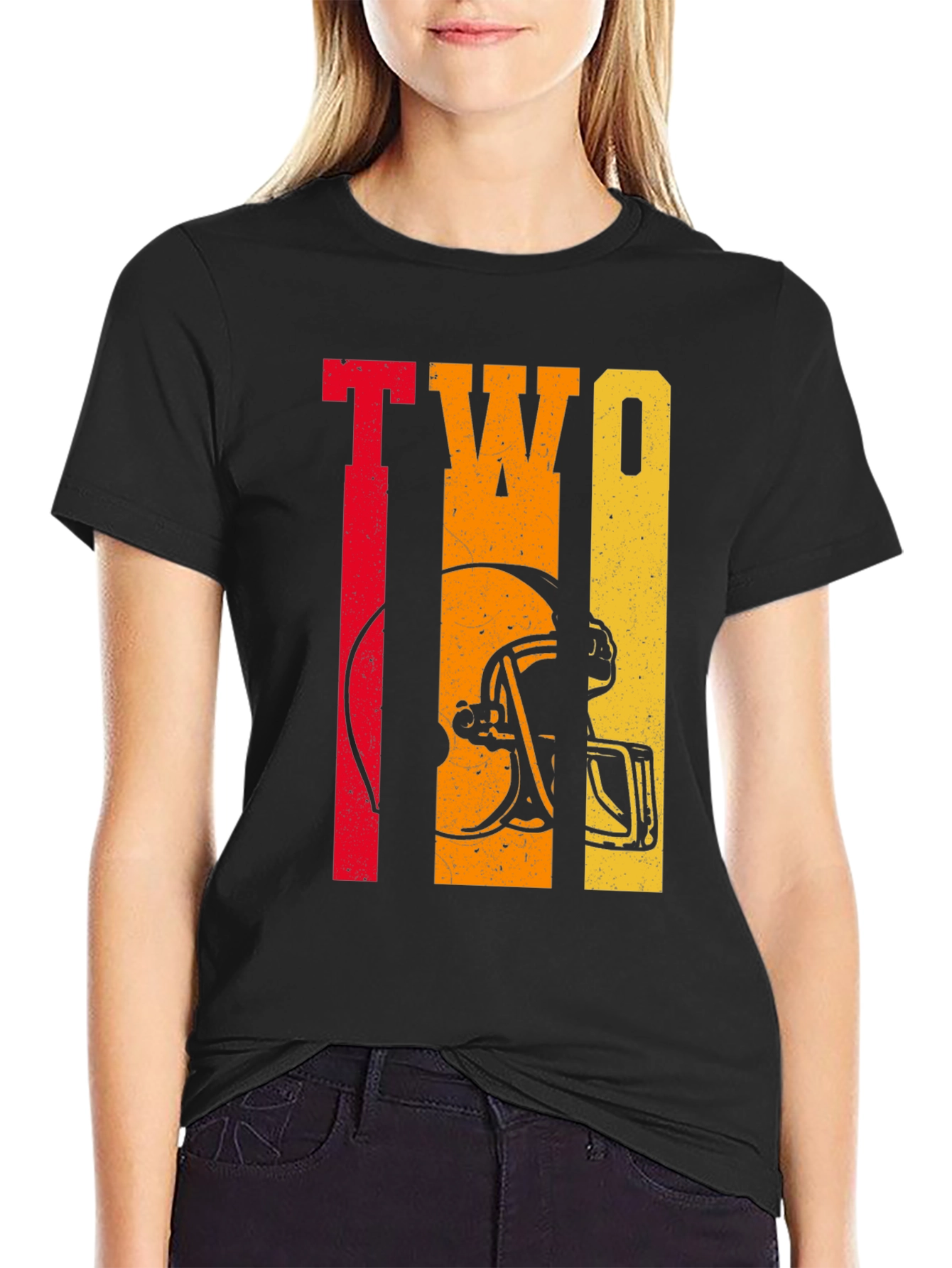 Retro TWO Football Helmet Graphic Tee