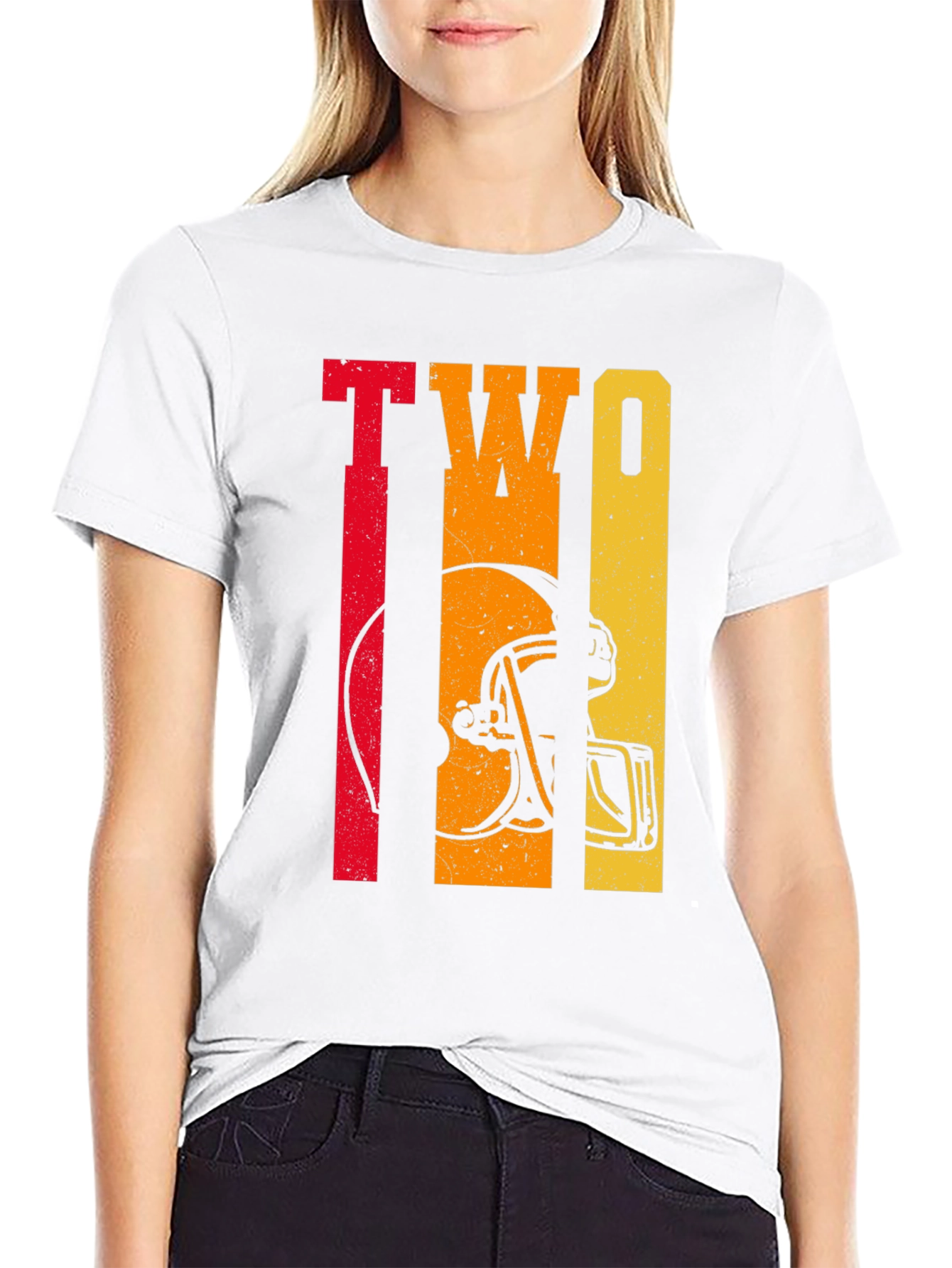 Retro TWO Football Helmet Graphic Tee