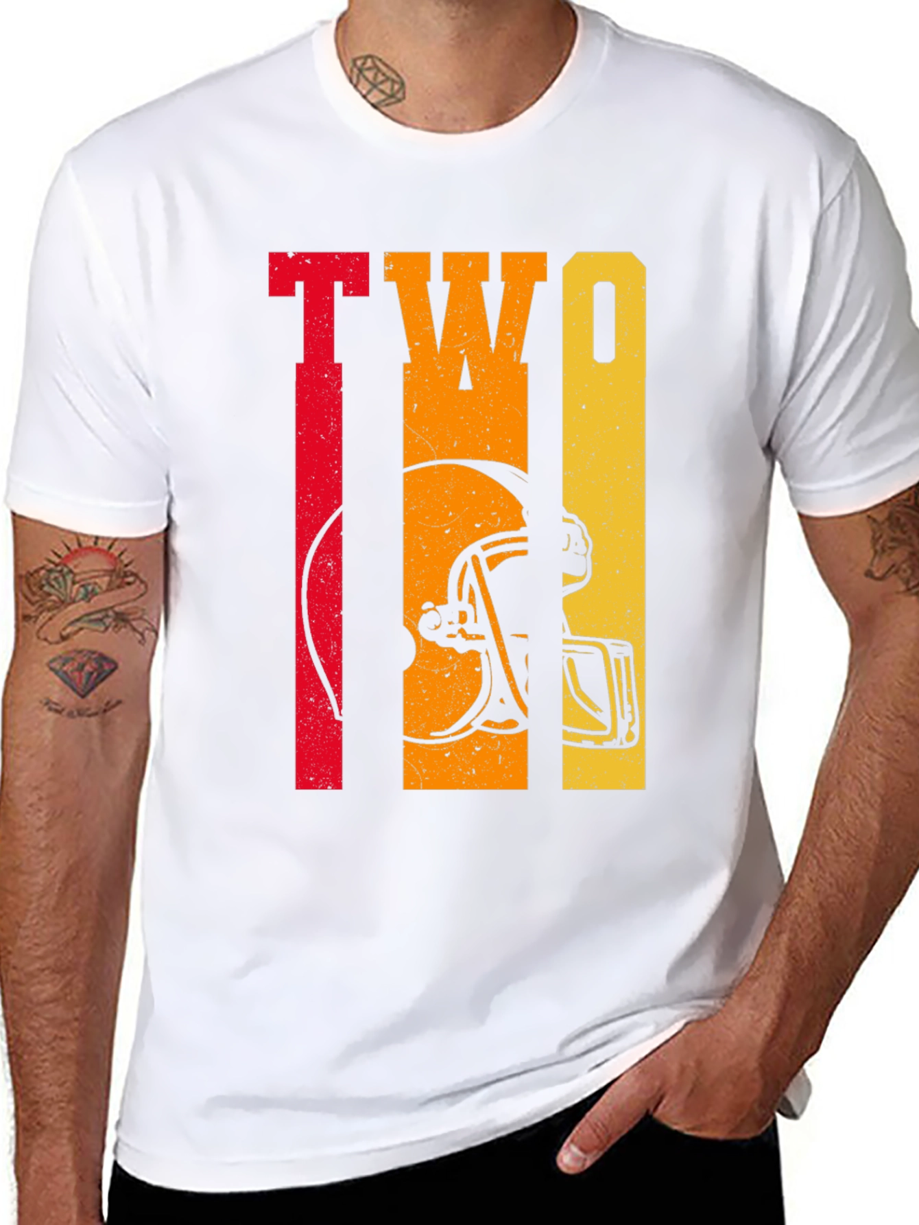 Retro TWO Football Helmet Graphic Tee