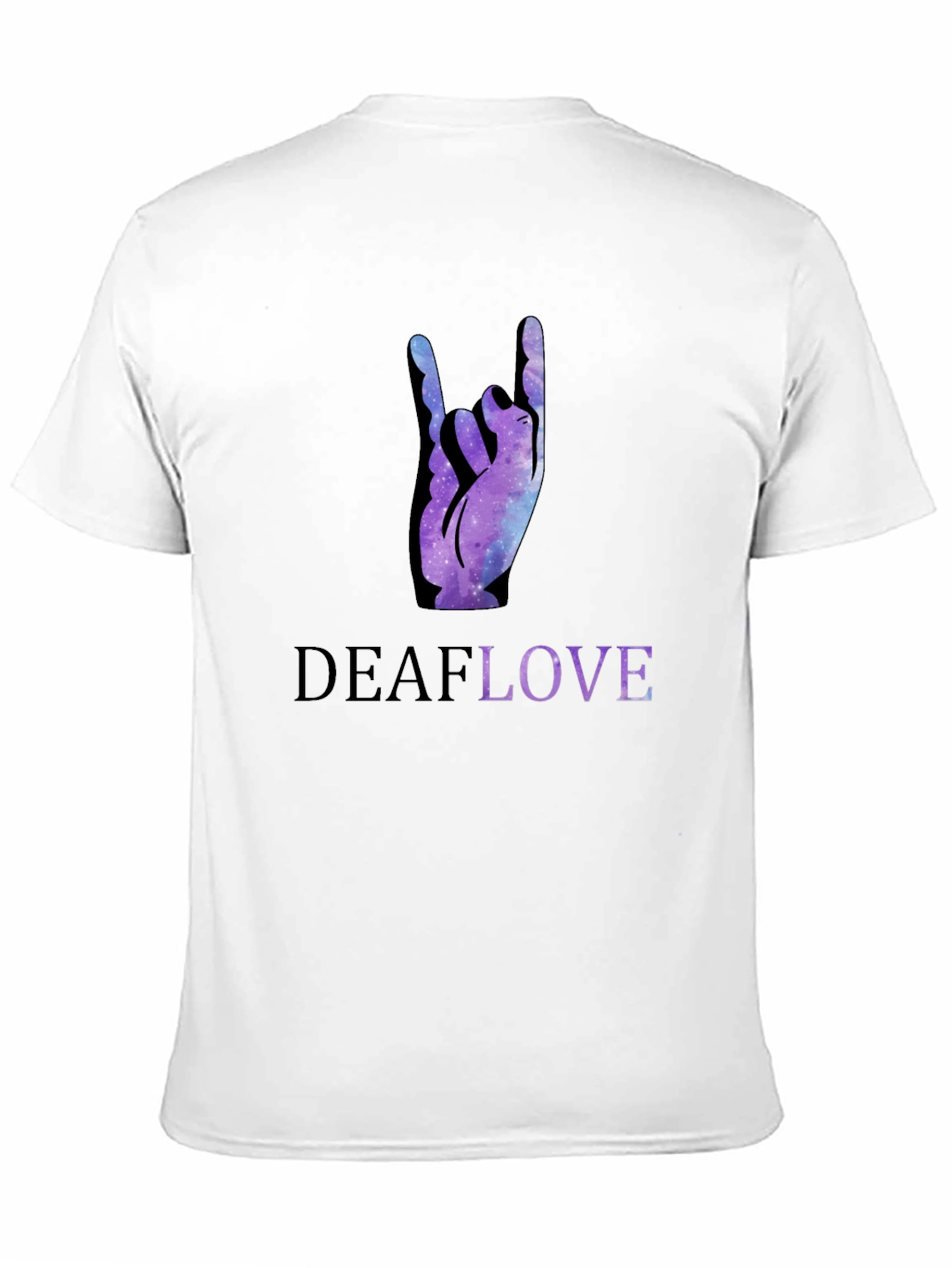 Deaf Love Galaxy Hand Sign Black T-Shirt