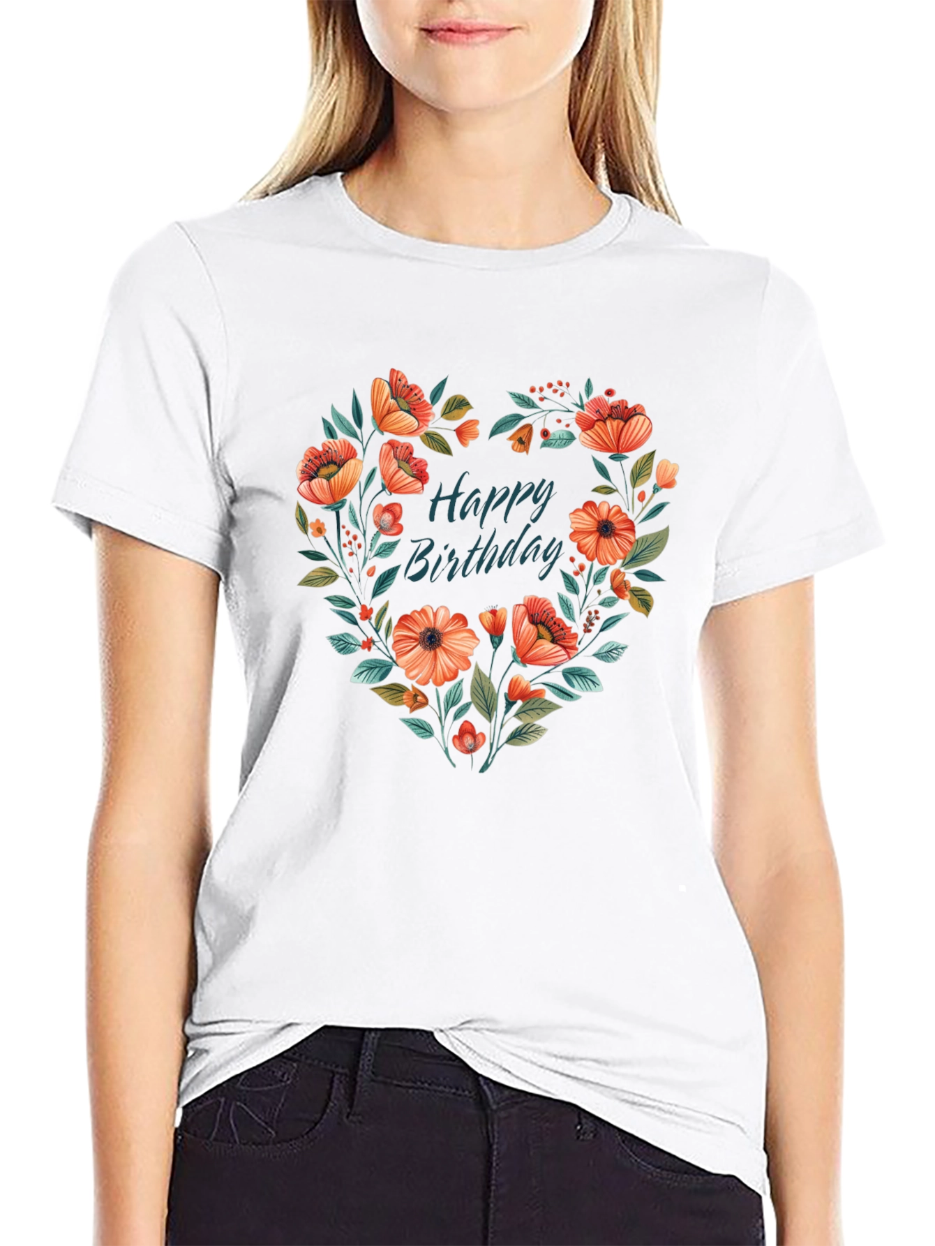Floral Heart Birthday T-Shirt - Unique Graphic Tee