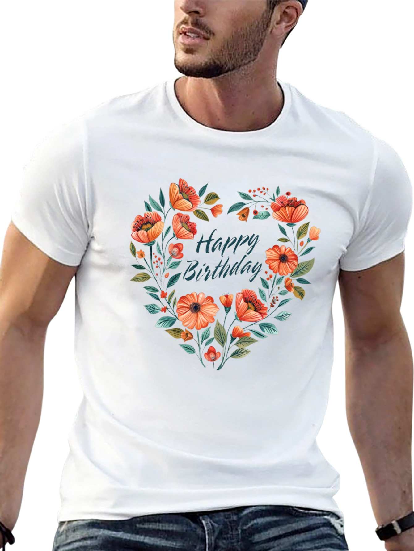 Floral Heart Birthday T-Shirt - Unique Graphic Tee
