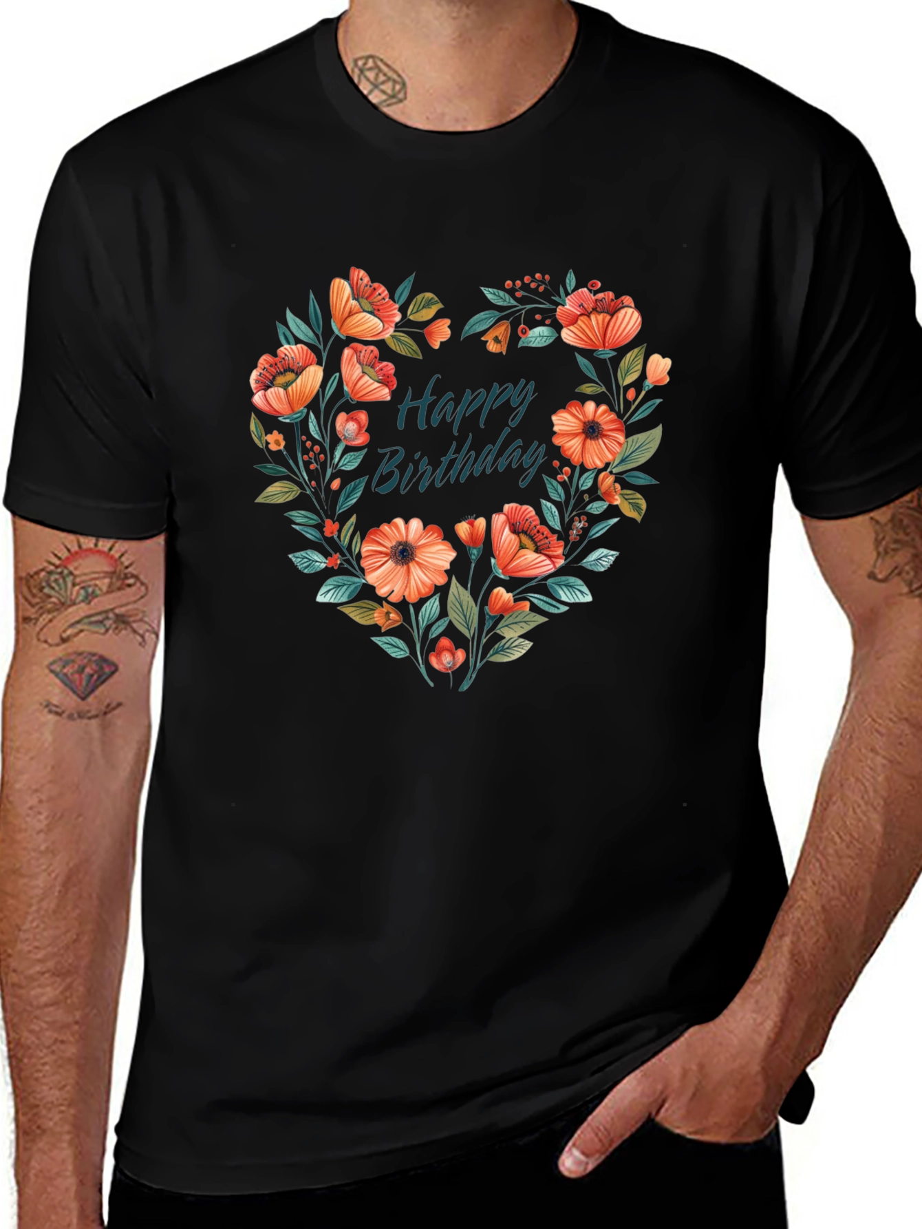 Floral Heart Birthday T-Shirt - Unique Graphic Tee