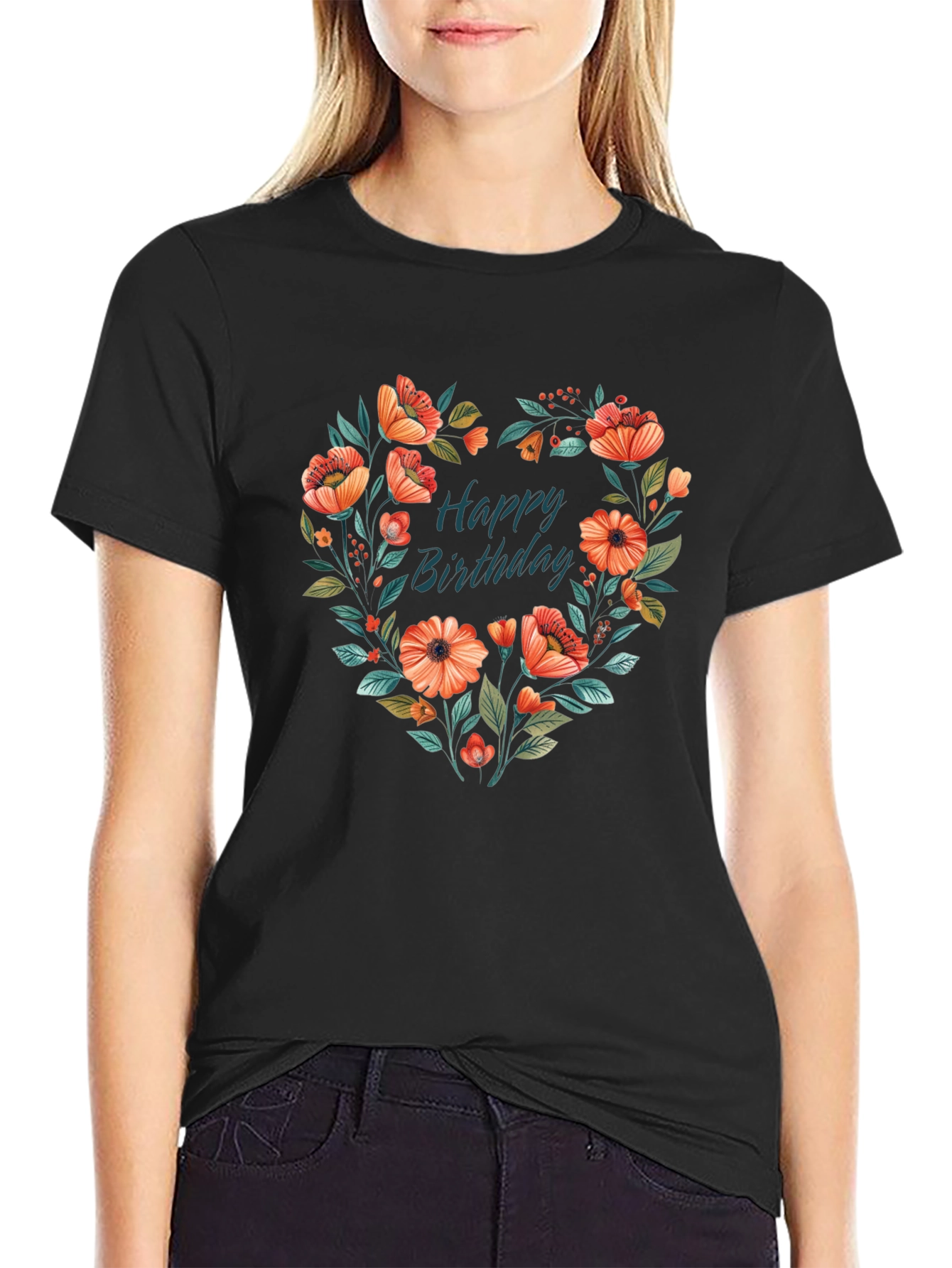 Floral Heart Birthday T-Shirt - Unique Graphic Tee