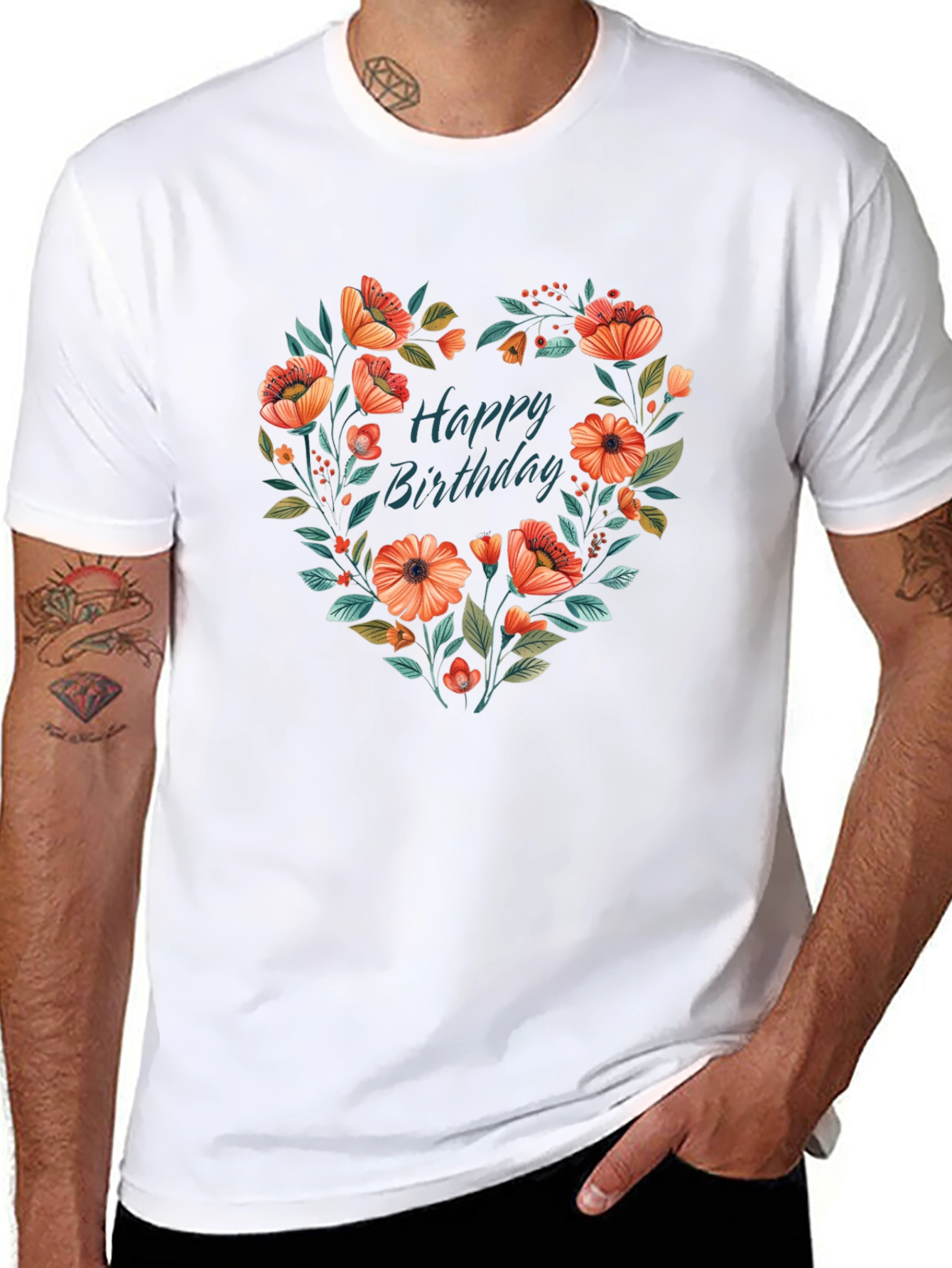Floral Heart Birthday T-Shirt - Unique Graphic Tee