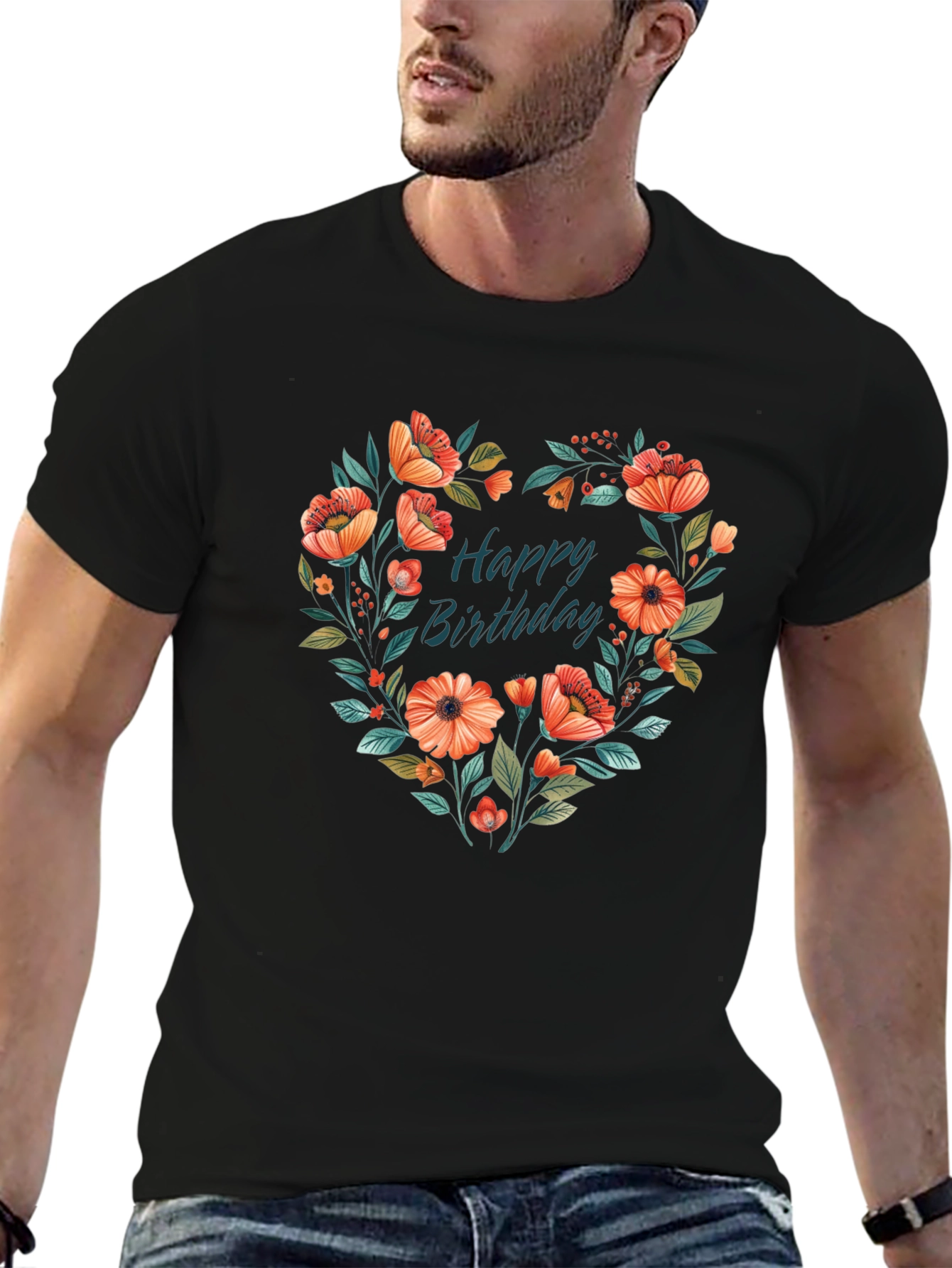 Floral Heart Birthday T-Shirt - Unique Graphic Tee