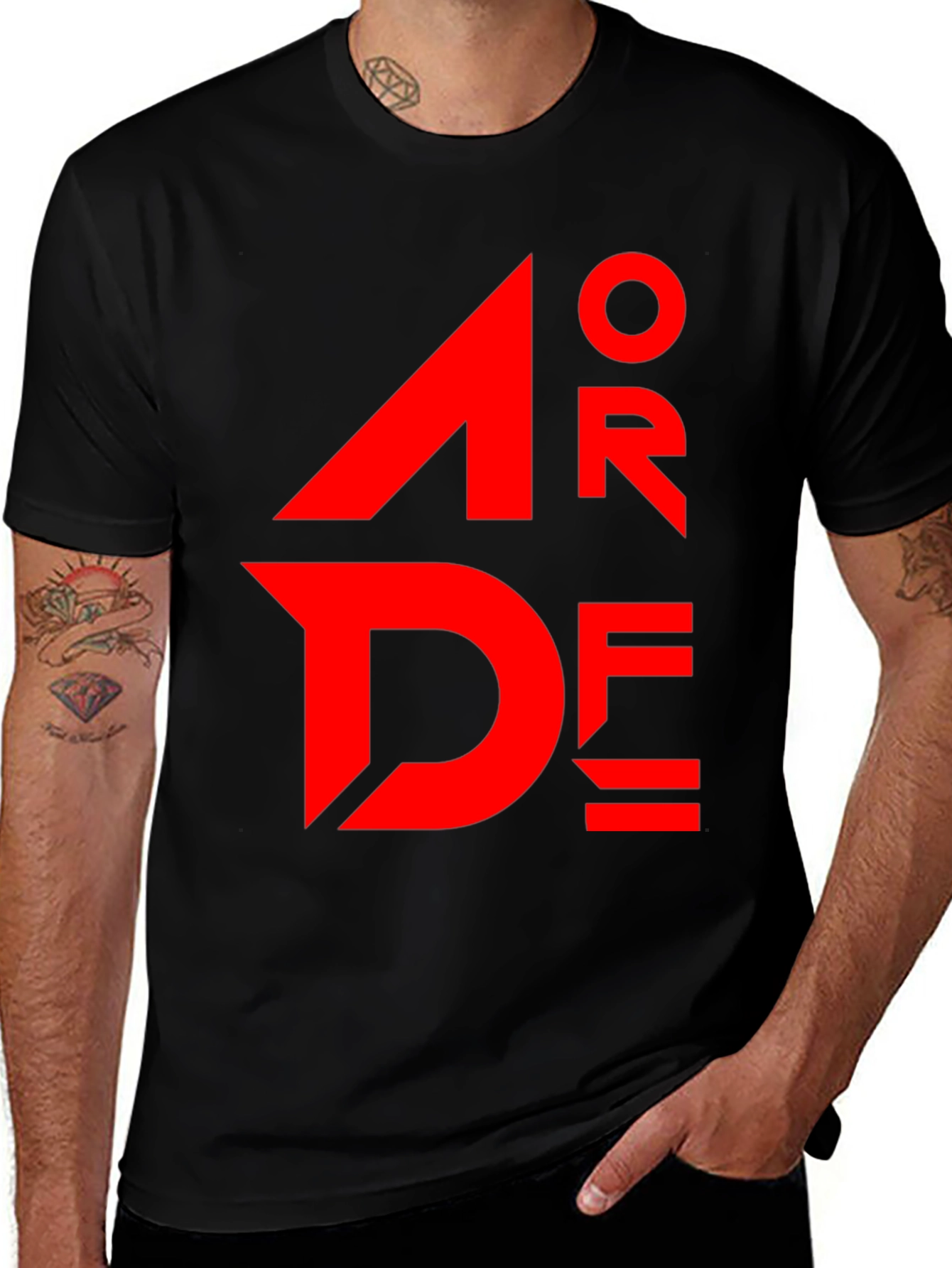 Modern Graphic T-Shirt - Bold Red Text Design