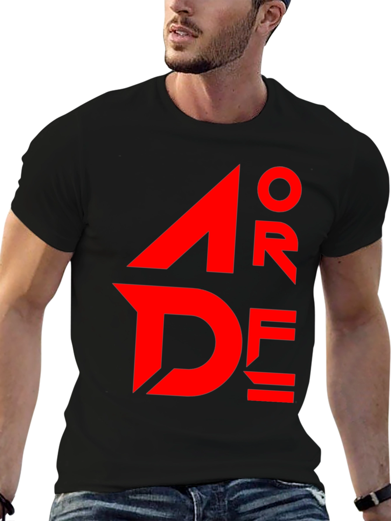 Modern Graphic T-Shirt - Bold Red Text Design