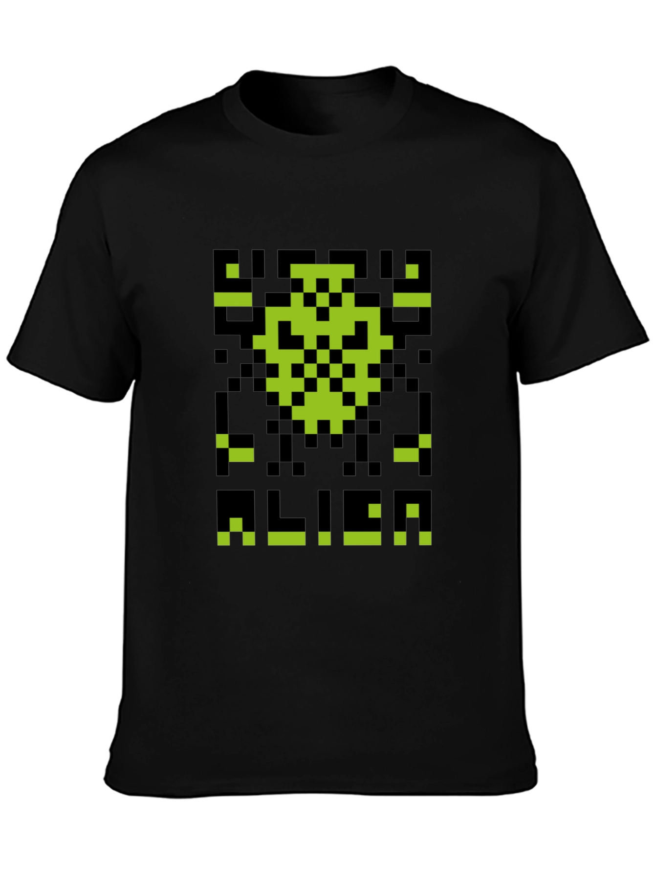 Retro Pixel Alien Graphic T-Shirt - Black