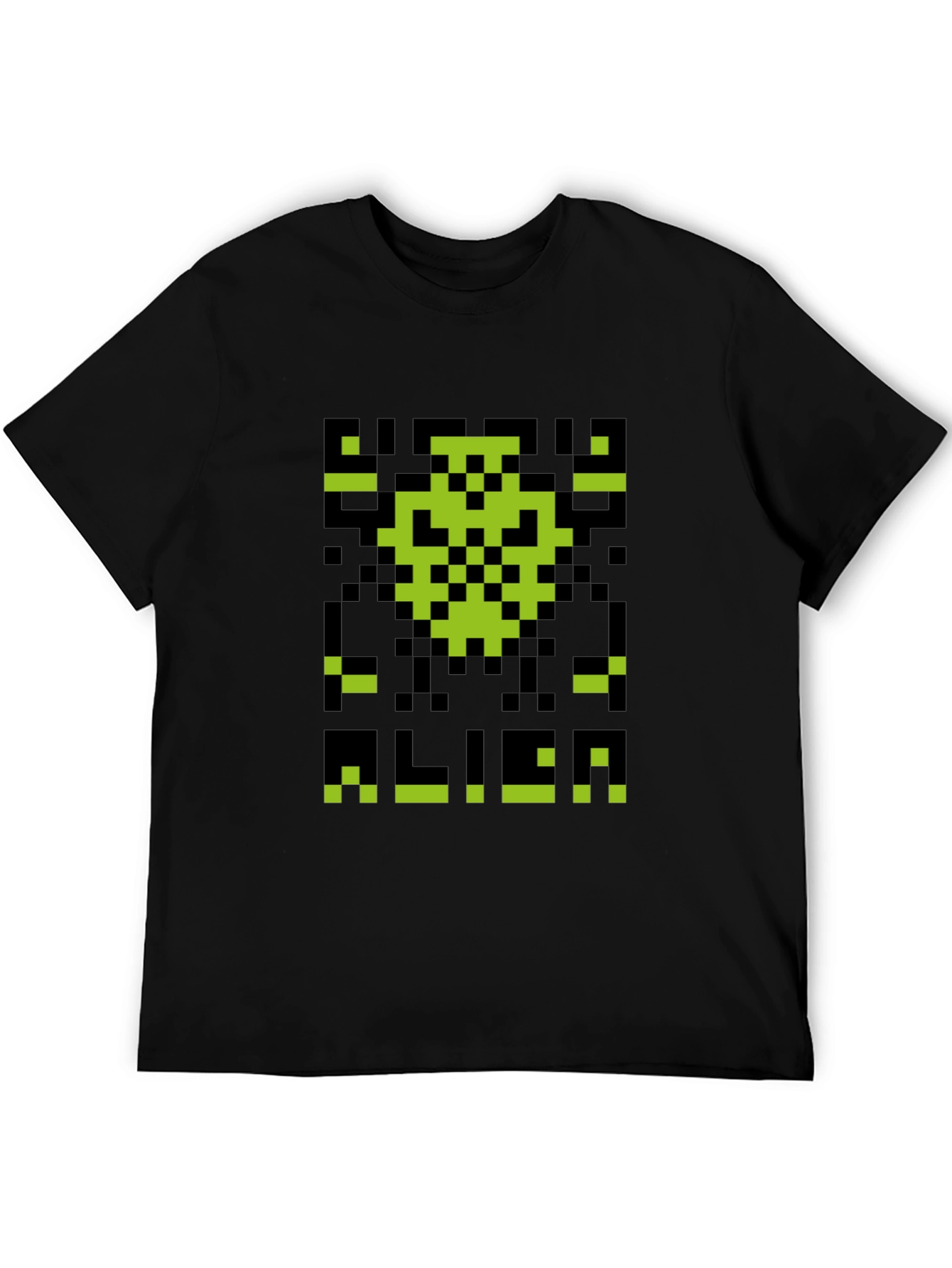 Retro Pixel Alien Graphic T-Shirt - Black