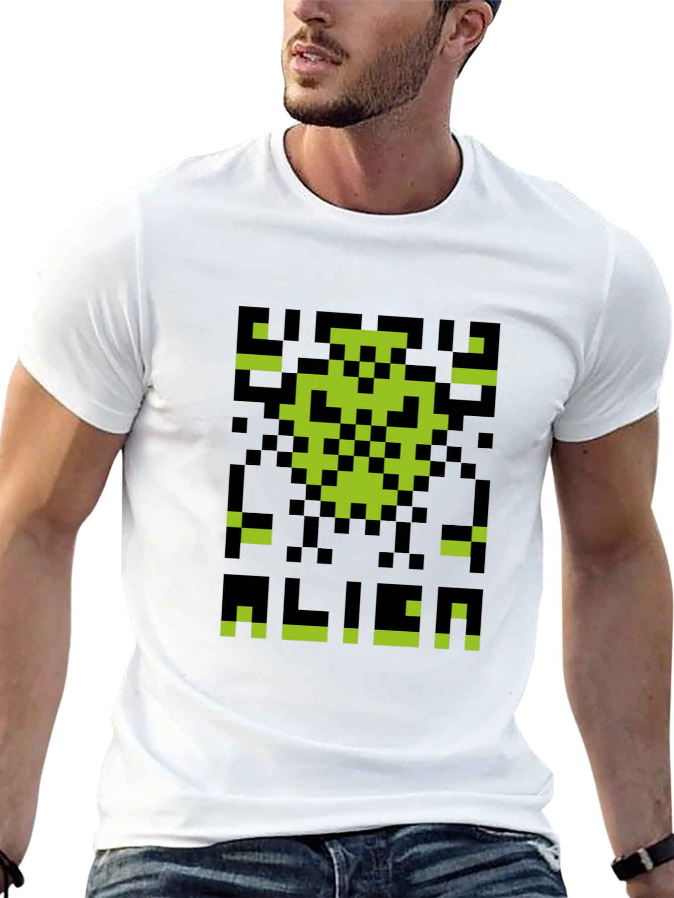 Retro Pixel Alien Graphic T-Shirt - Black