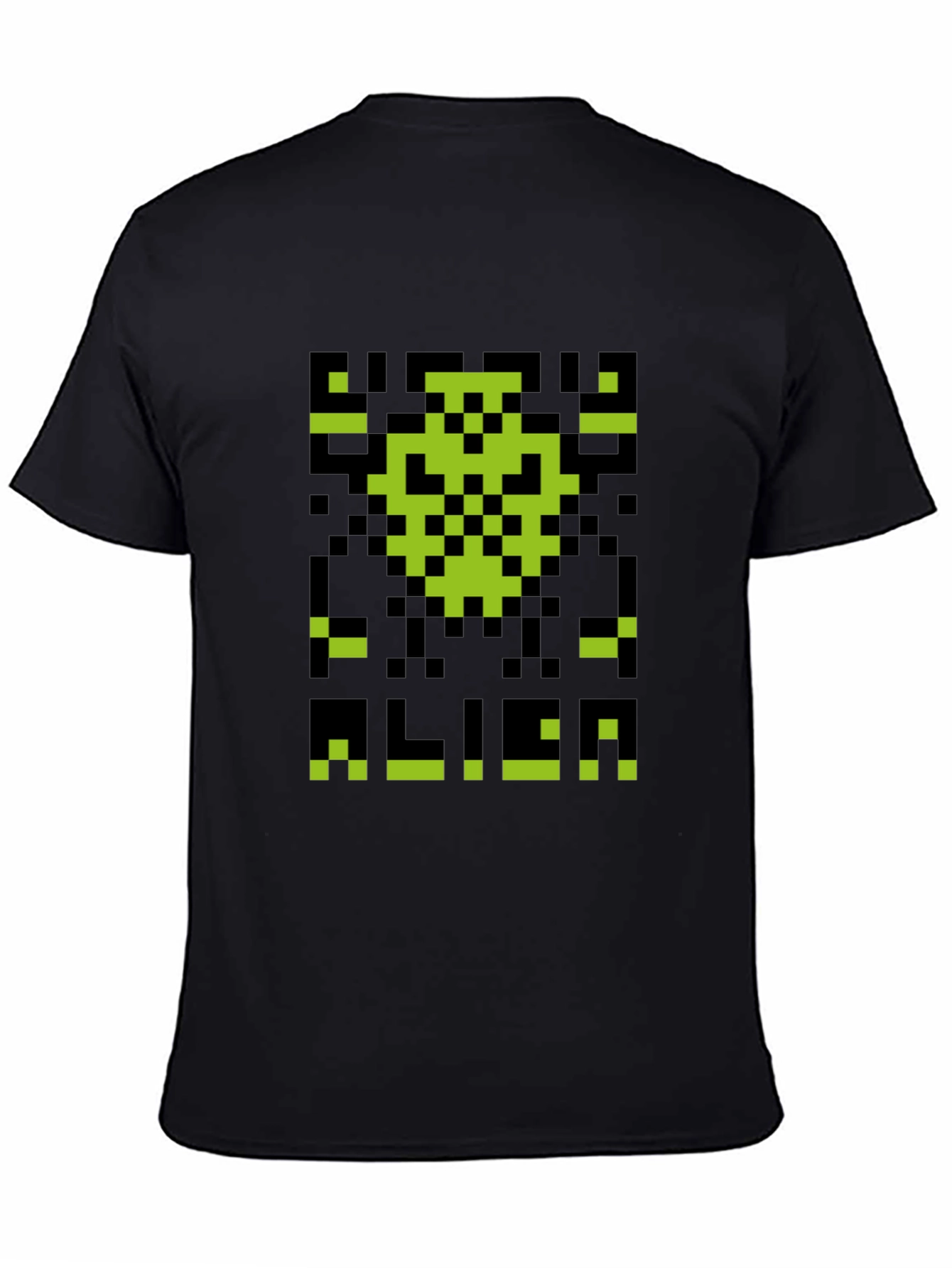 Retro Pixel Alien Graphic T-Shirt - Black
