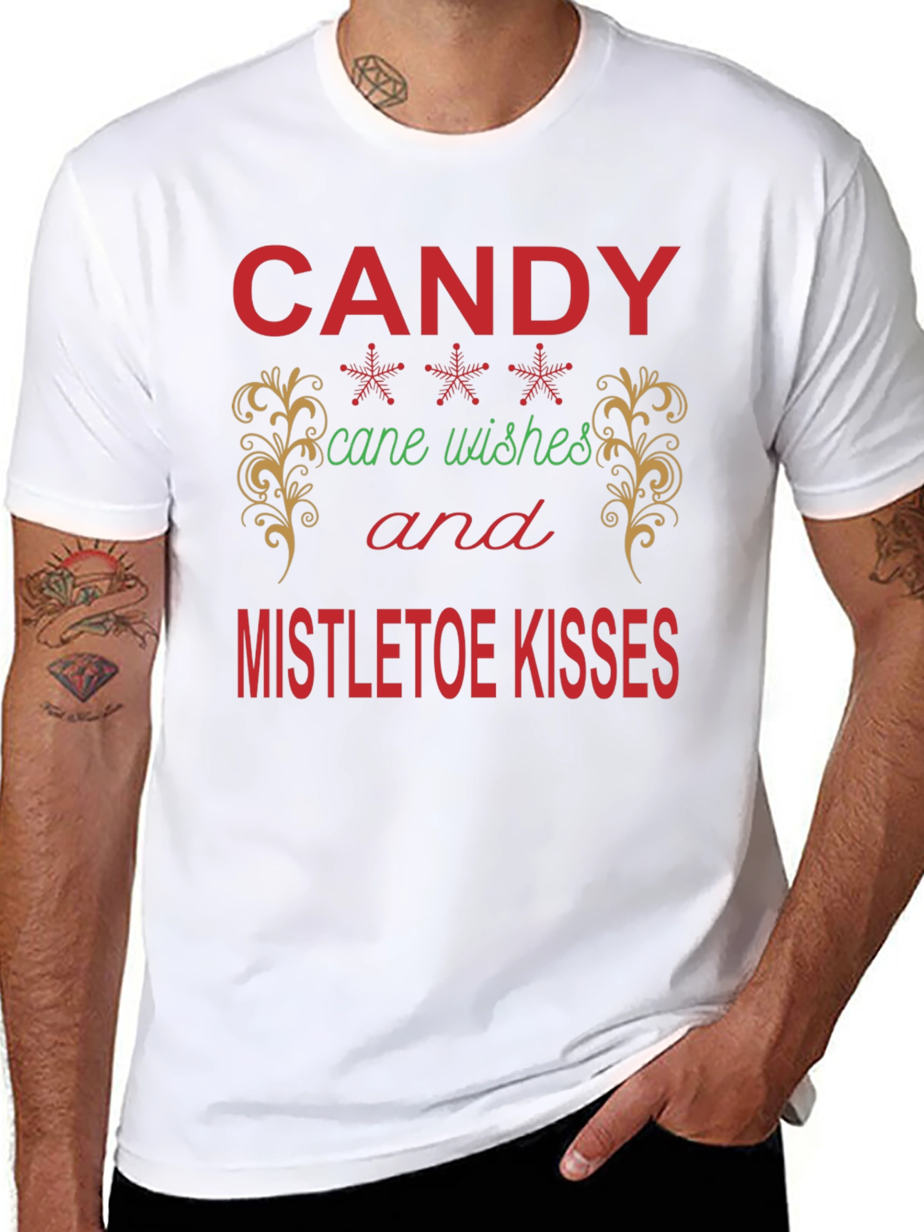 Festive Candy Cane Wishes T-Shirt