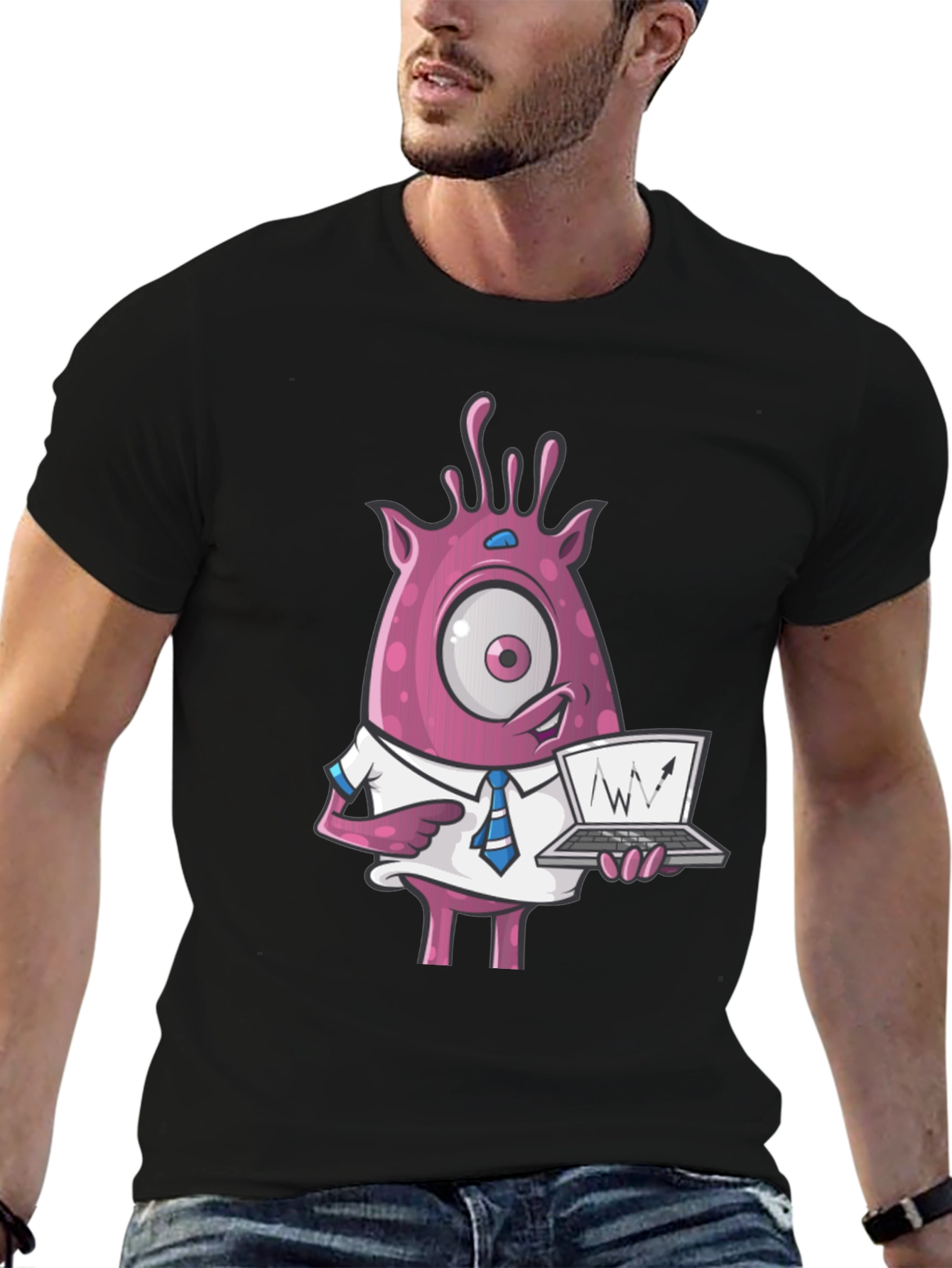 Funny Monster Trader T-Shirt - One-Eyed Stock Chart