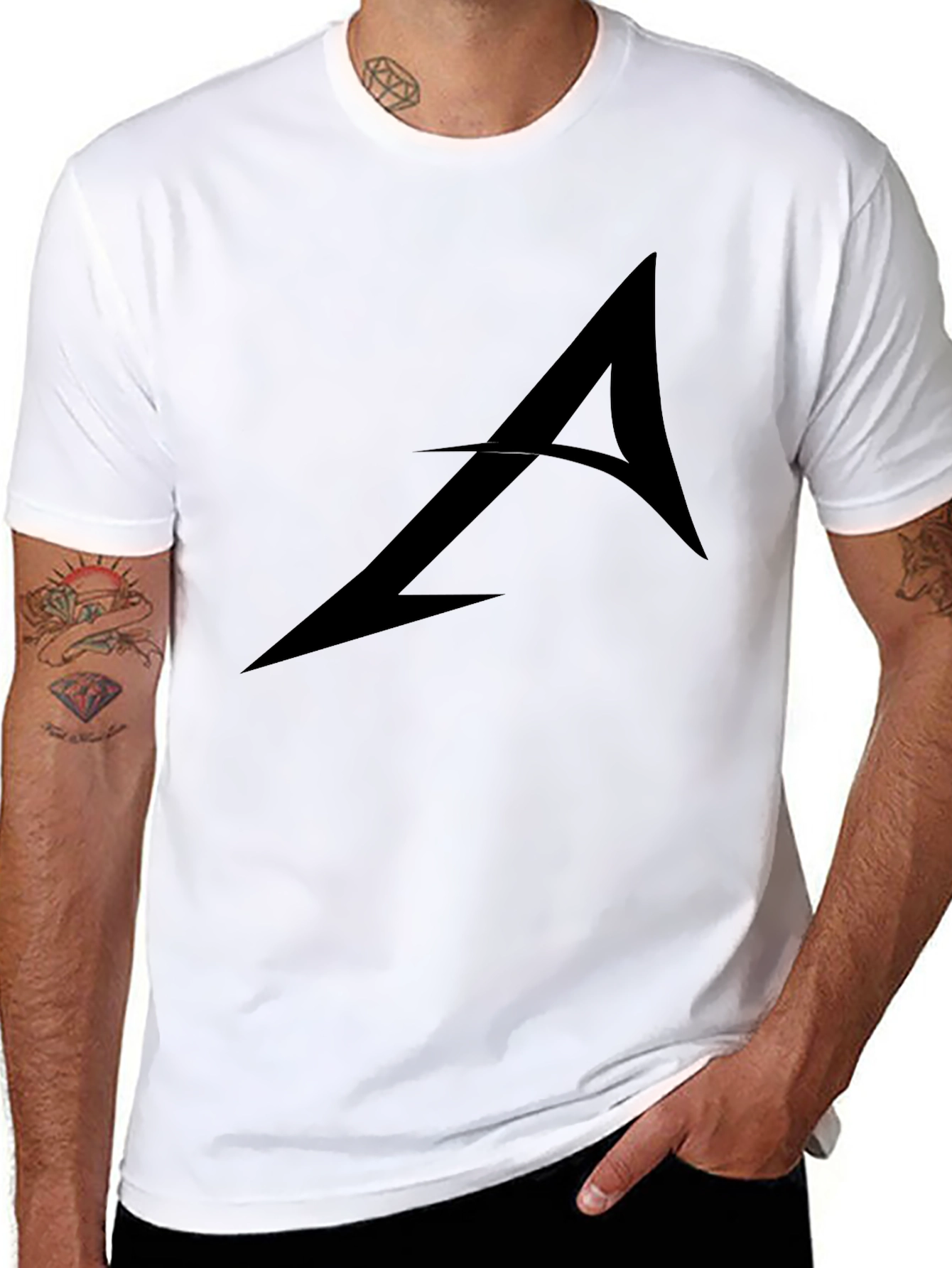 Stylish Black Graphic Tee - Arrow Design