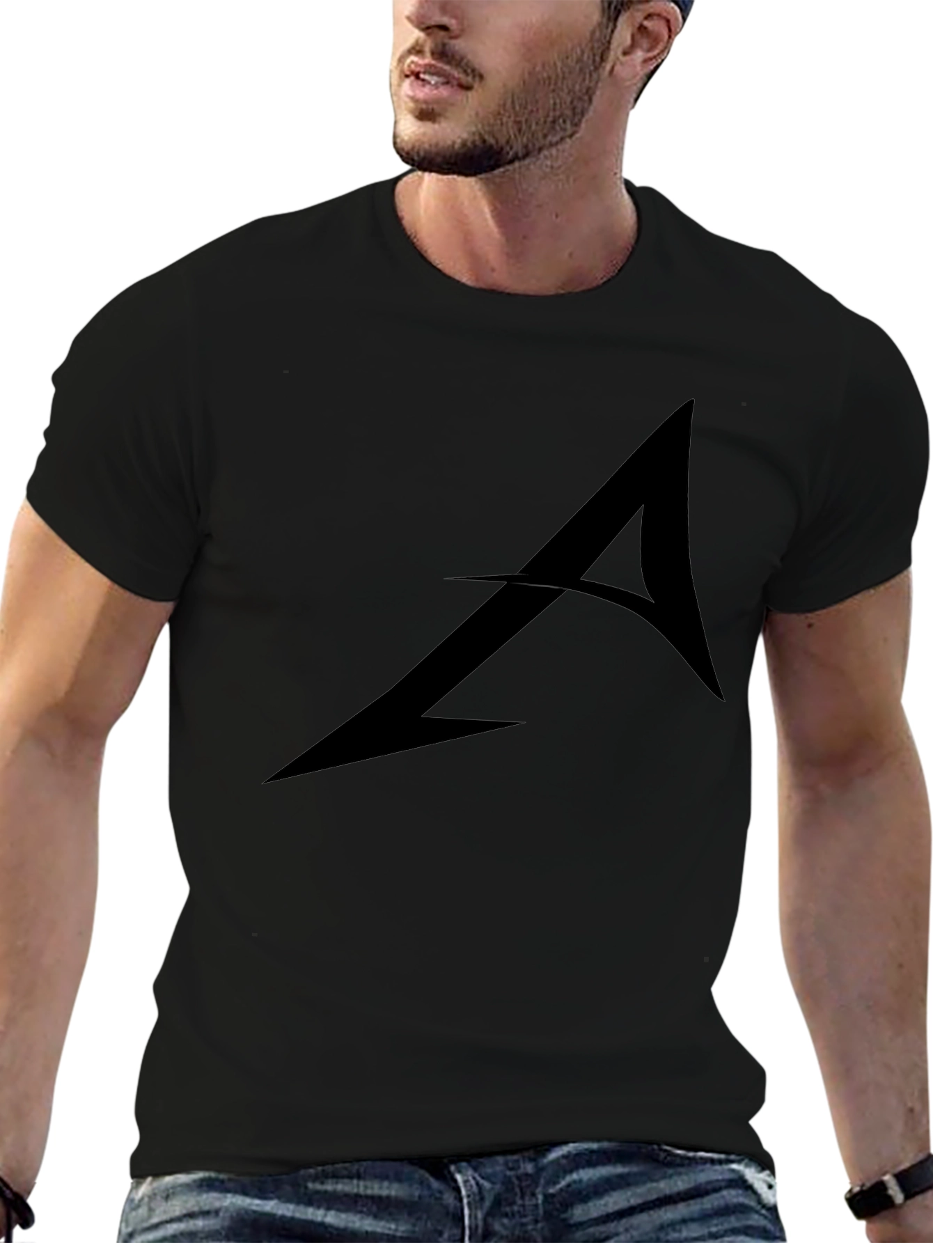Stylish Black Graphic Tee - Arrow Design