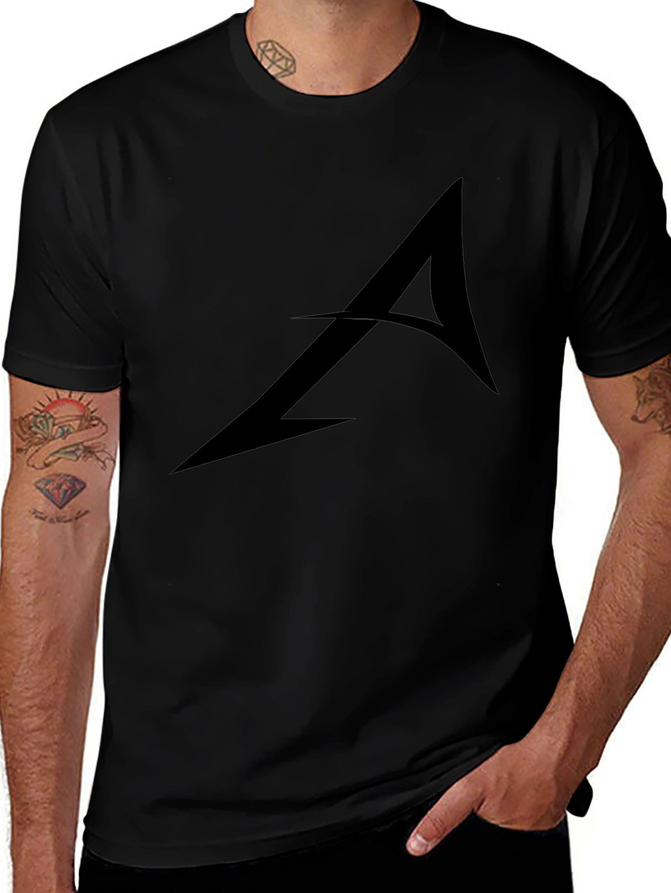 Stylish Black Graphic Tee - Arrow Design