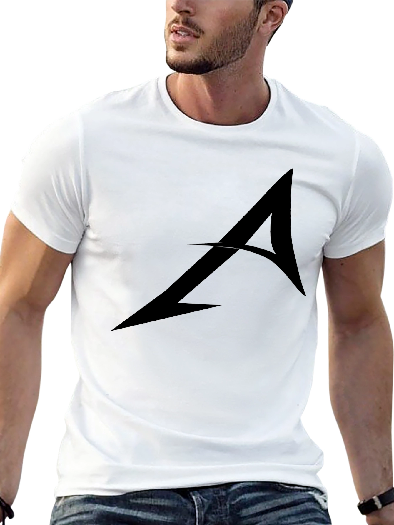 Stylish Black Graphic Tee - Arrow Design
