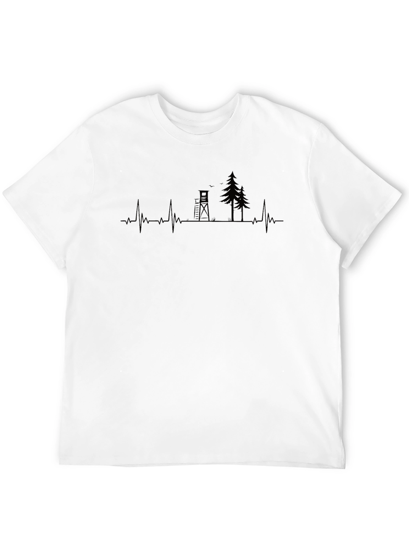 Hunting Heartbeat T-Shirt: Deer Stand & Trees Graphic Tee