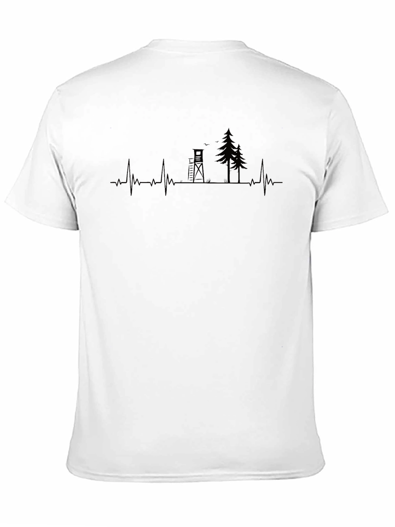Hunting Heartbeat T-Shirt: Deer Stand & Trees Graphic Tee