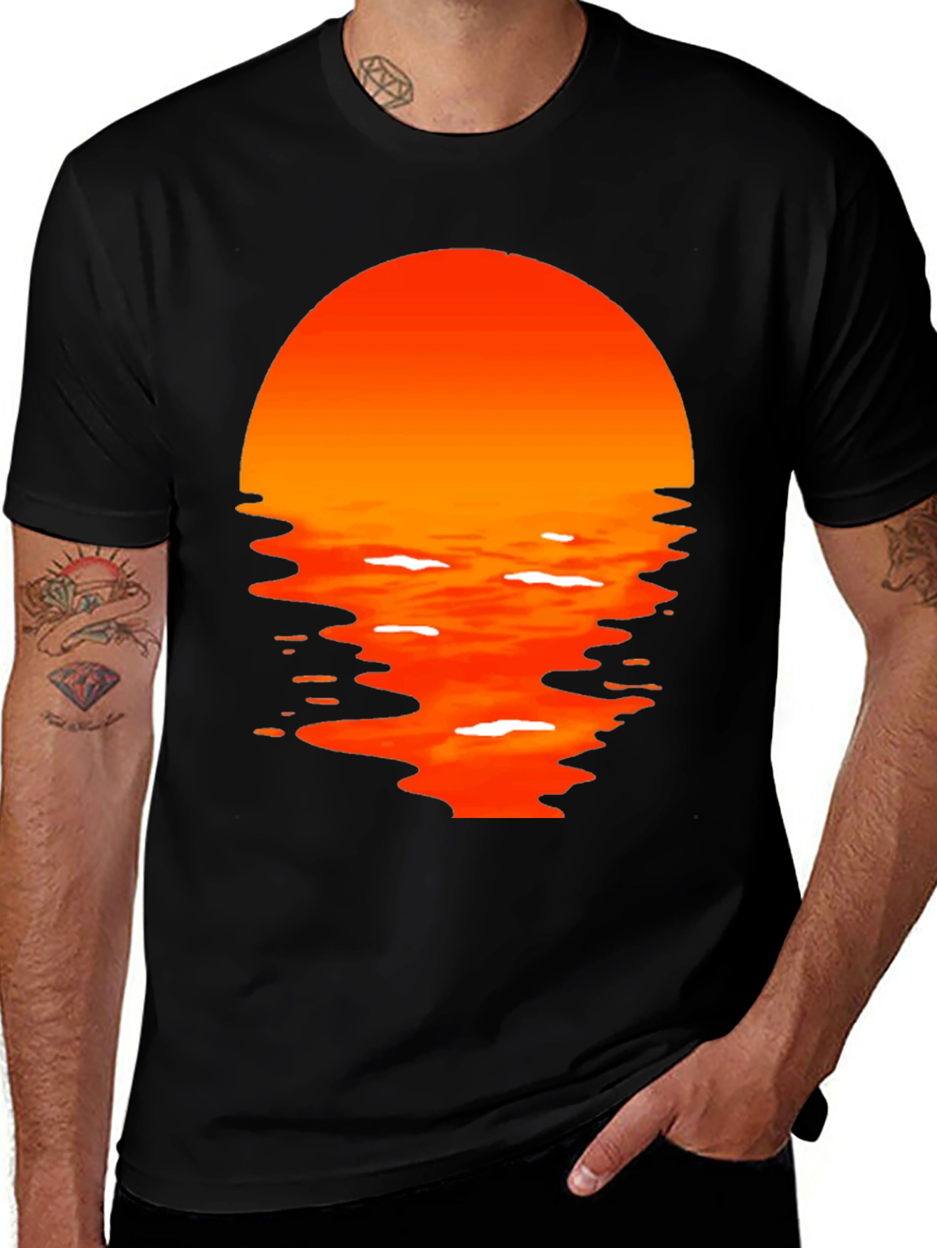 Sunset Graphic Tee - Mens Black T-Shirt