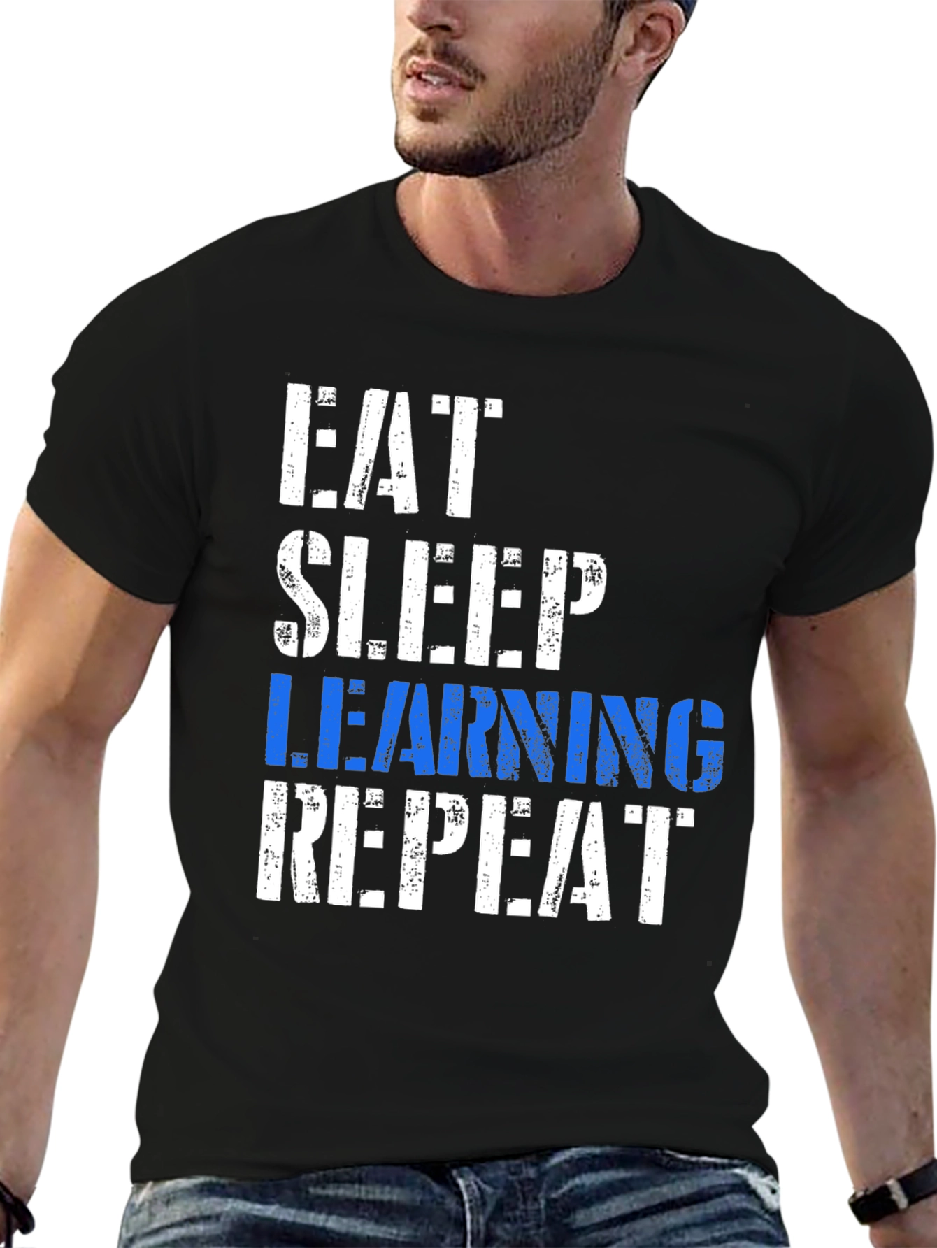 Eat Sleep Learning Repeat Black T-Shirt