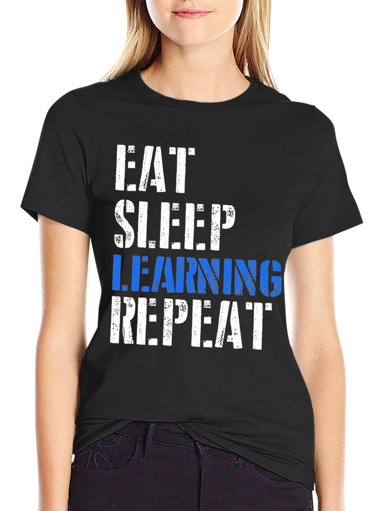 Eat Sleep Learning Repeat Black T-Shirt
