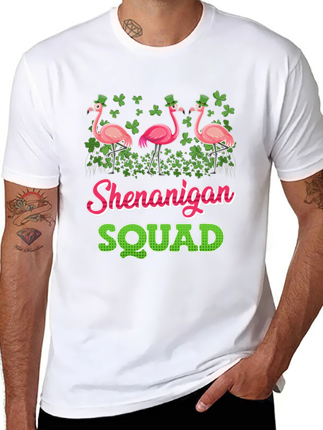 St. Patricks Day Shenanigan Squad Flamingo T-Shirt