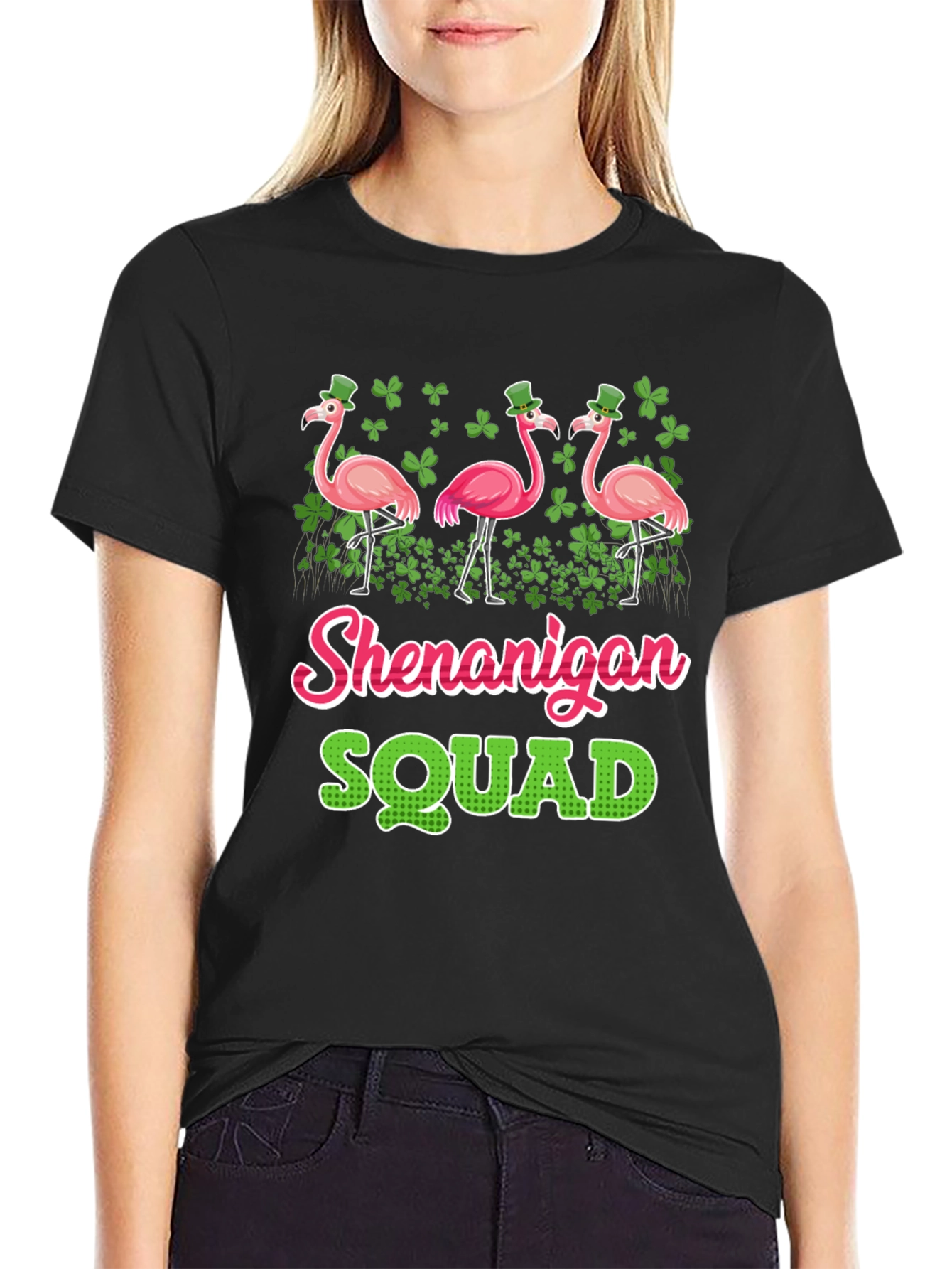 St. Patricks Day Shenanigan Squad Flamingo T-Shirt