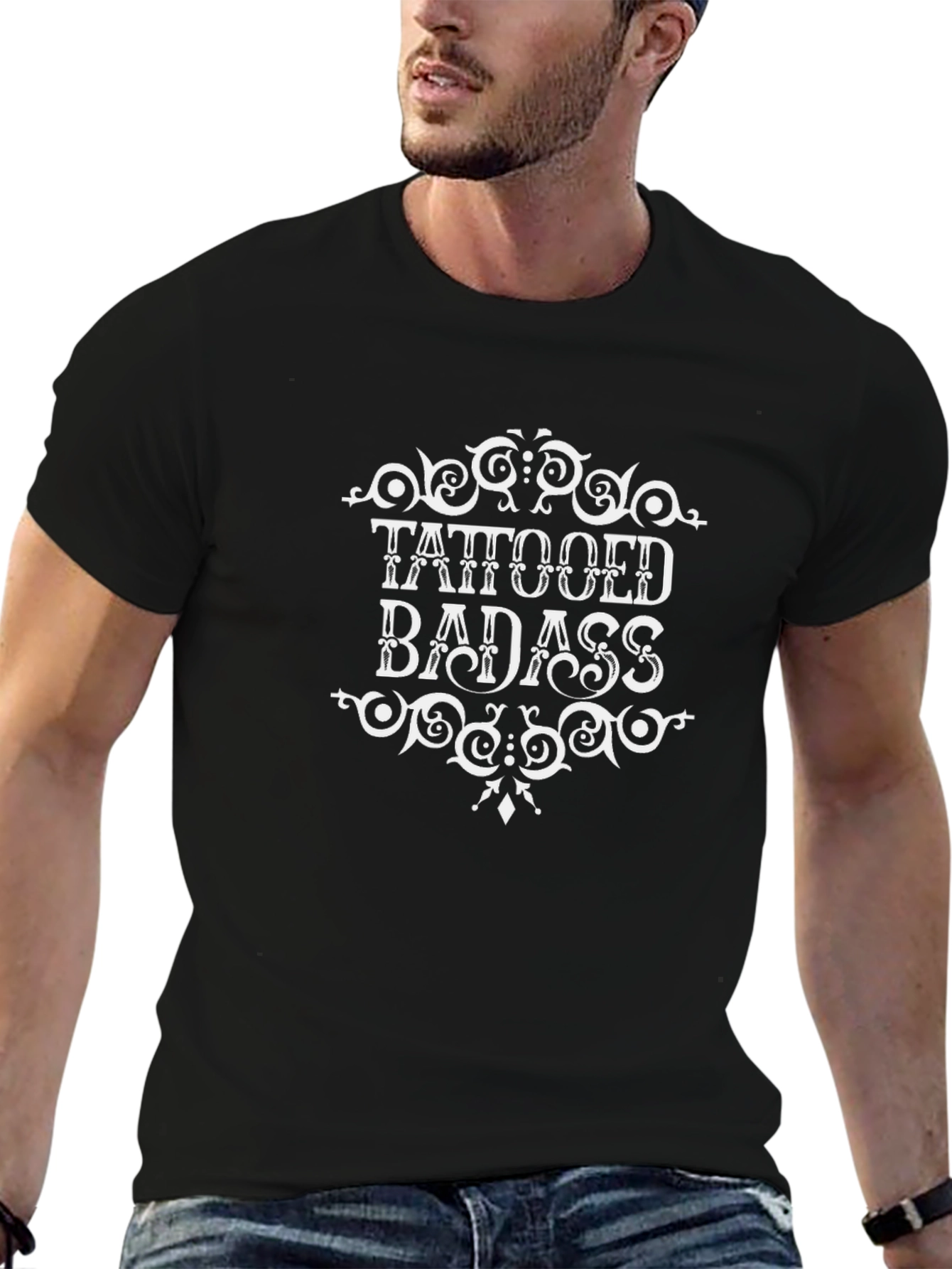 Tattooed Badass Graphic Tee - Mens Black T-Shirt