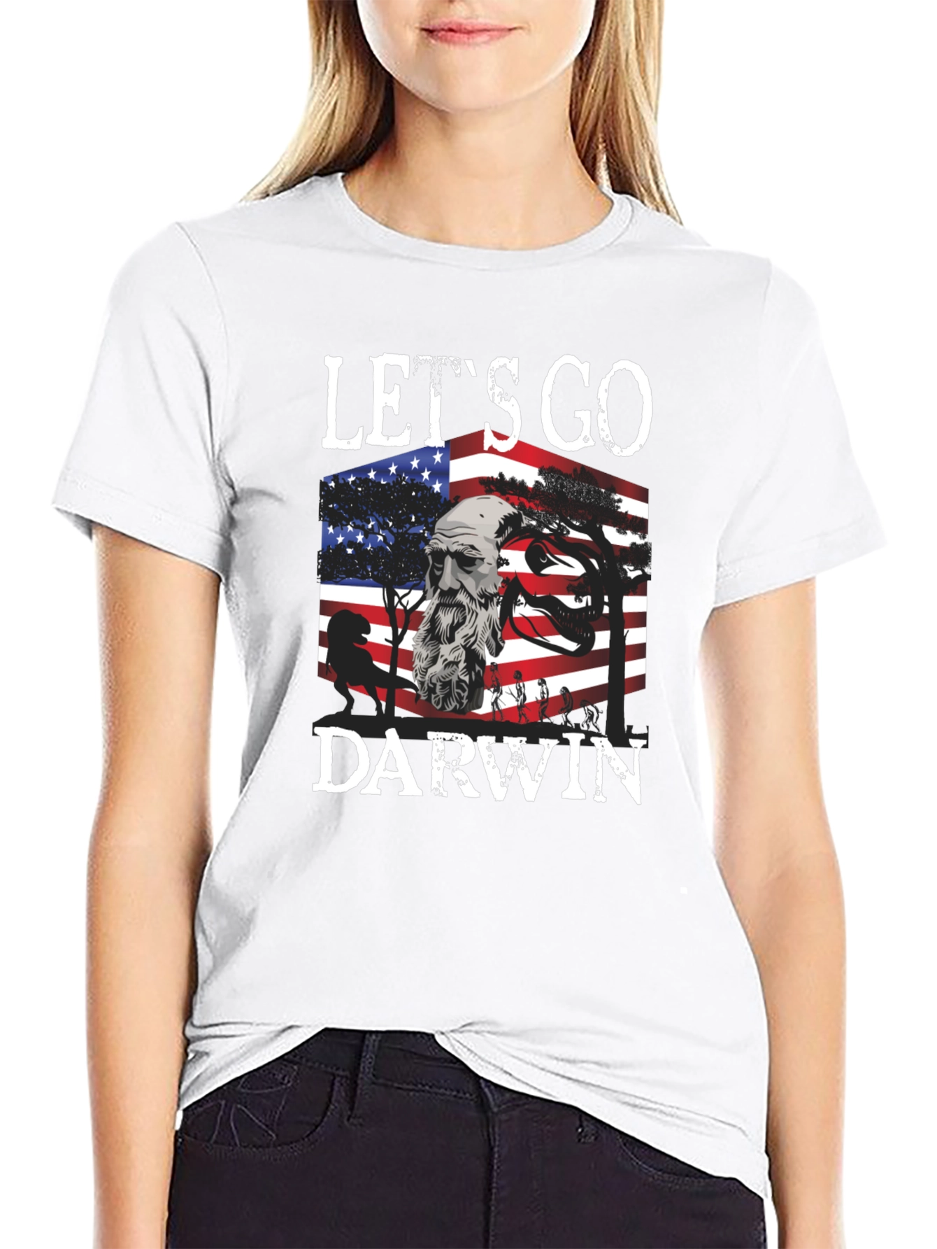 Lets Go Darwin T-Shirt Patriotic Funny Evolution Tee