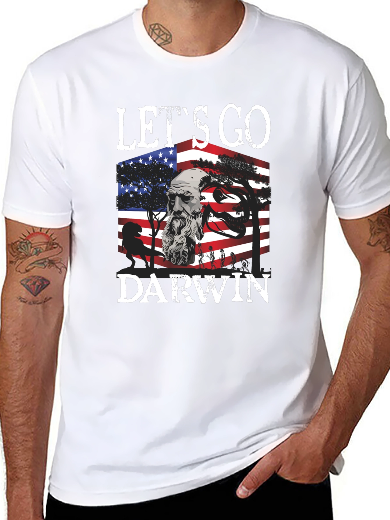 Lets Go Darwin T-Shirt Patriotic Funny Evolution Tee