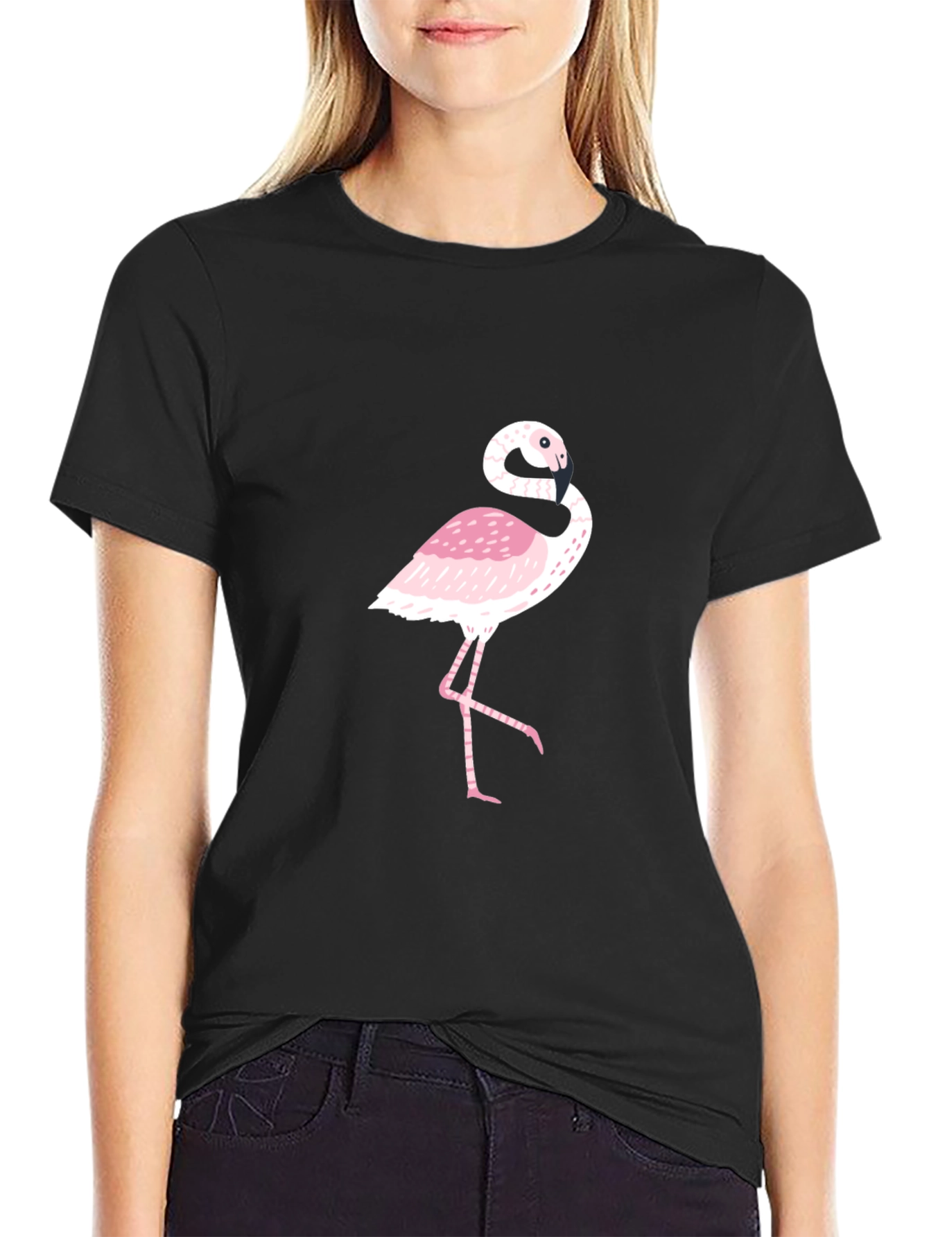 Flamingo Graphic Black T-Shirt