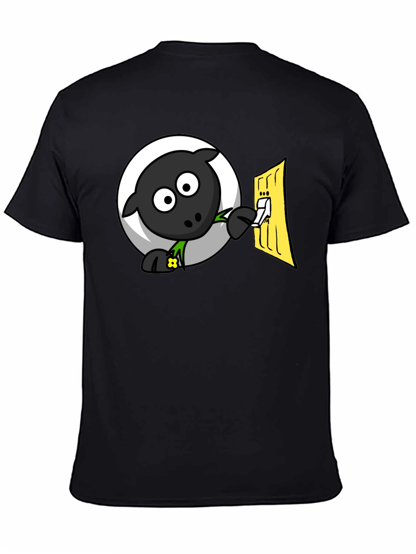Funny Cartoon Sheep Turning on Light T-Shirt