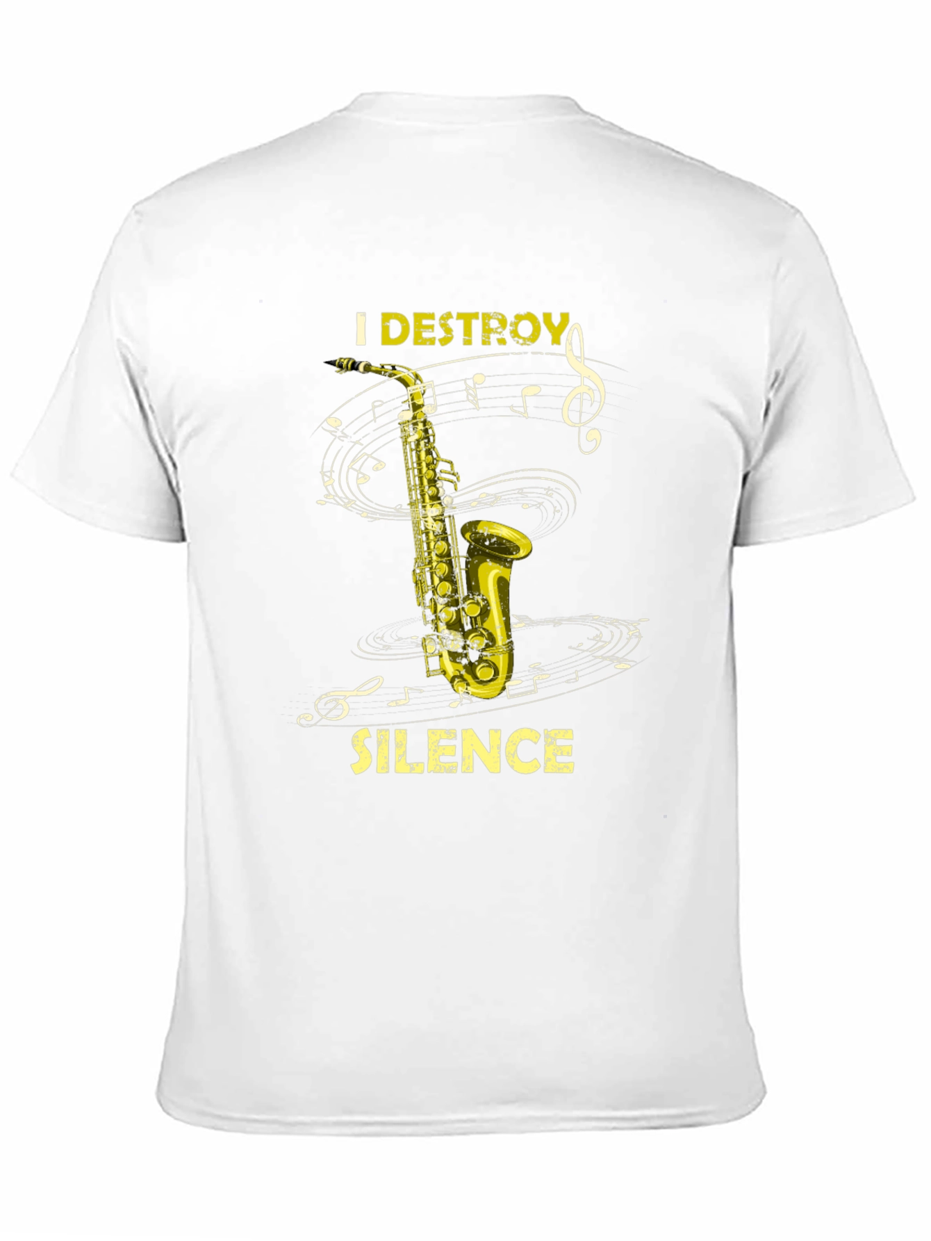 I Destroy Silence Saxophone Black T-Shirt Music Lover