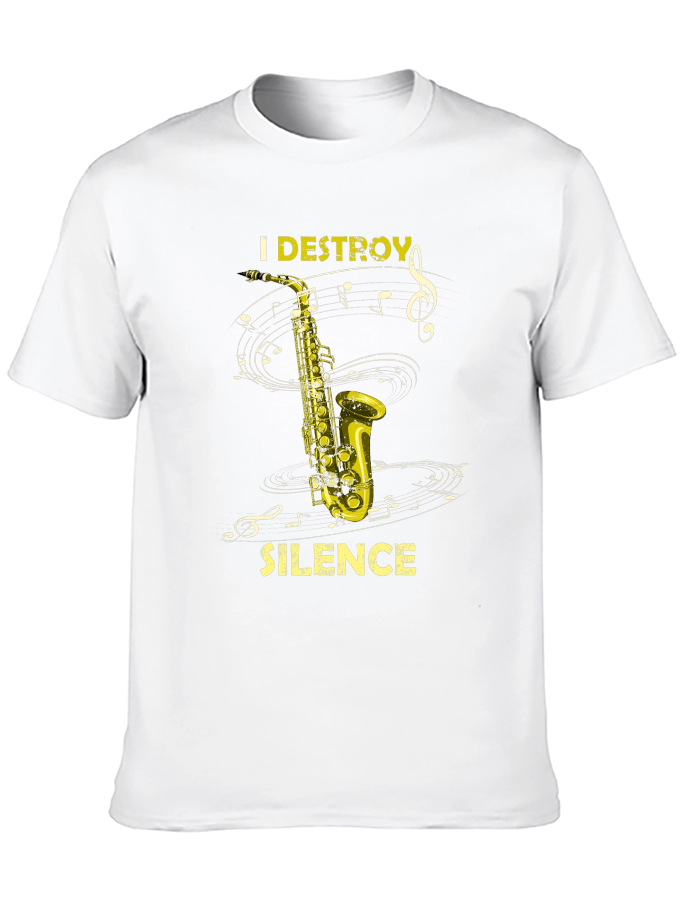 I Destroy Silence Saxophone Black T-Shirt Music Lover